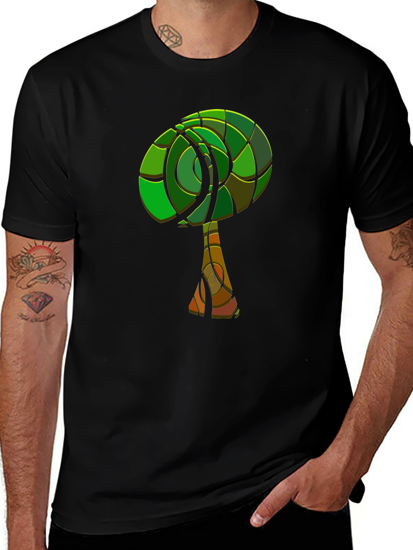 Abstract Tree Graphic Tee - Modern Style