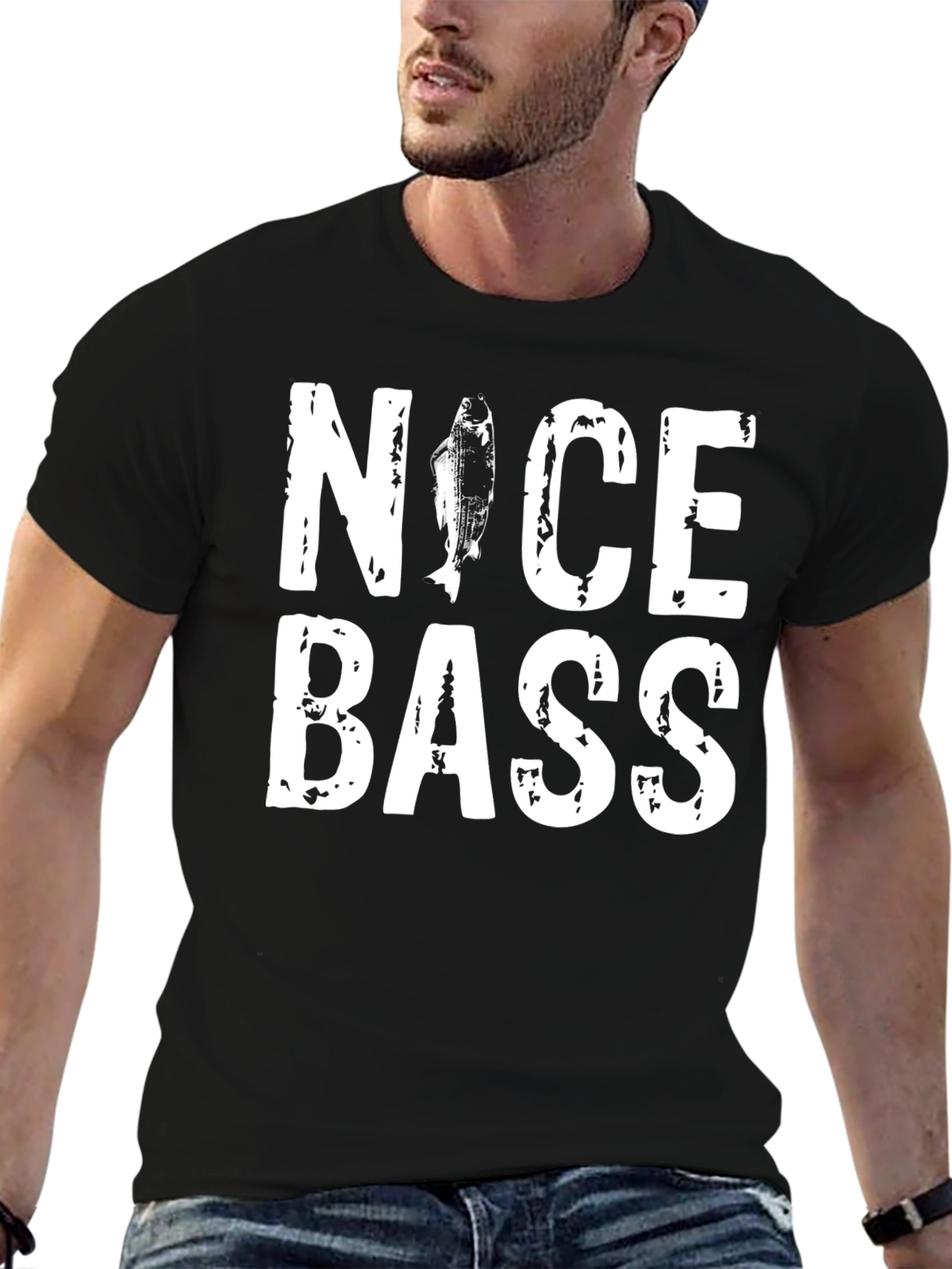 Nice Bass Graphic T-Shirt - Fishing Humor Tee