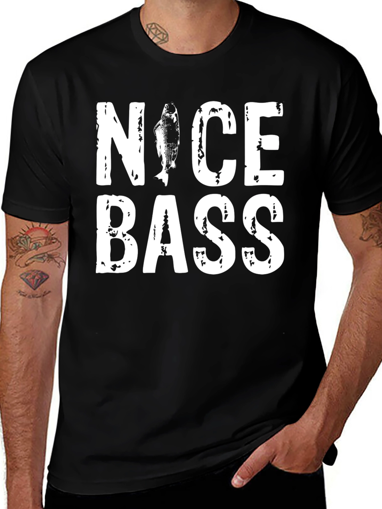 Nice Bass Graphic T-Shirt - Fishing Humor Tee