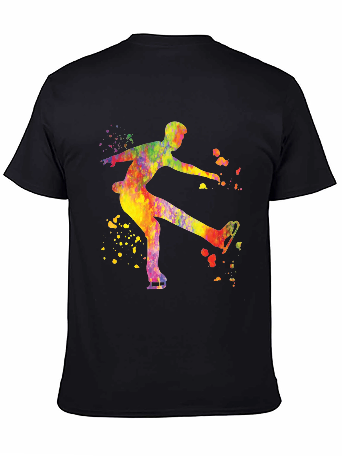 Watercolor Ice Skater Black T-Shirt