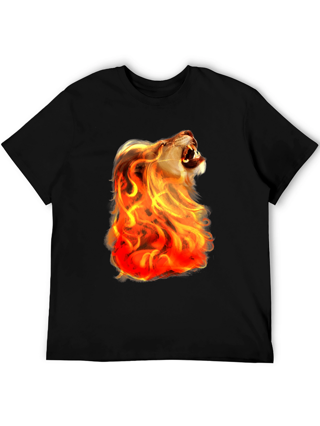 Fiery Lion Graphic Tee - Bold Black Shirt