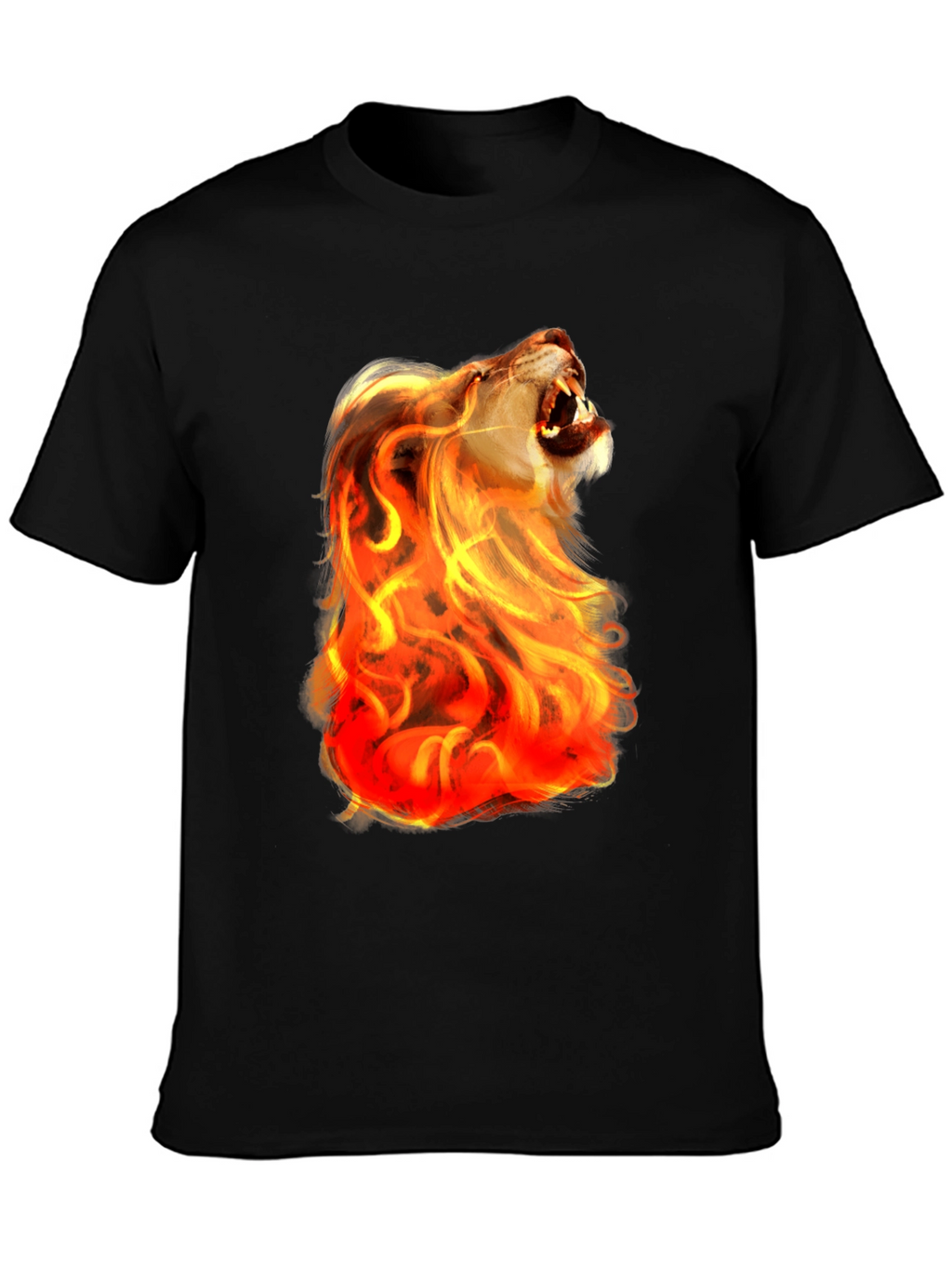Fiery Lion Graphic Tee - Bold Black Shirt