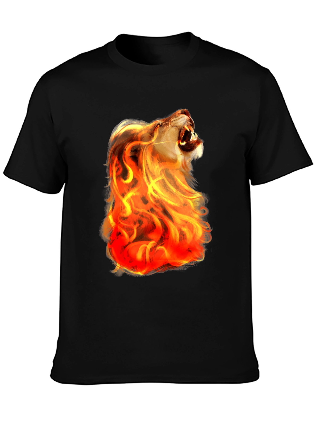 Fiery Lion Graphic Tee - Bold Black Shirt
