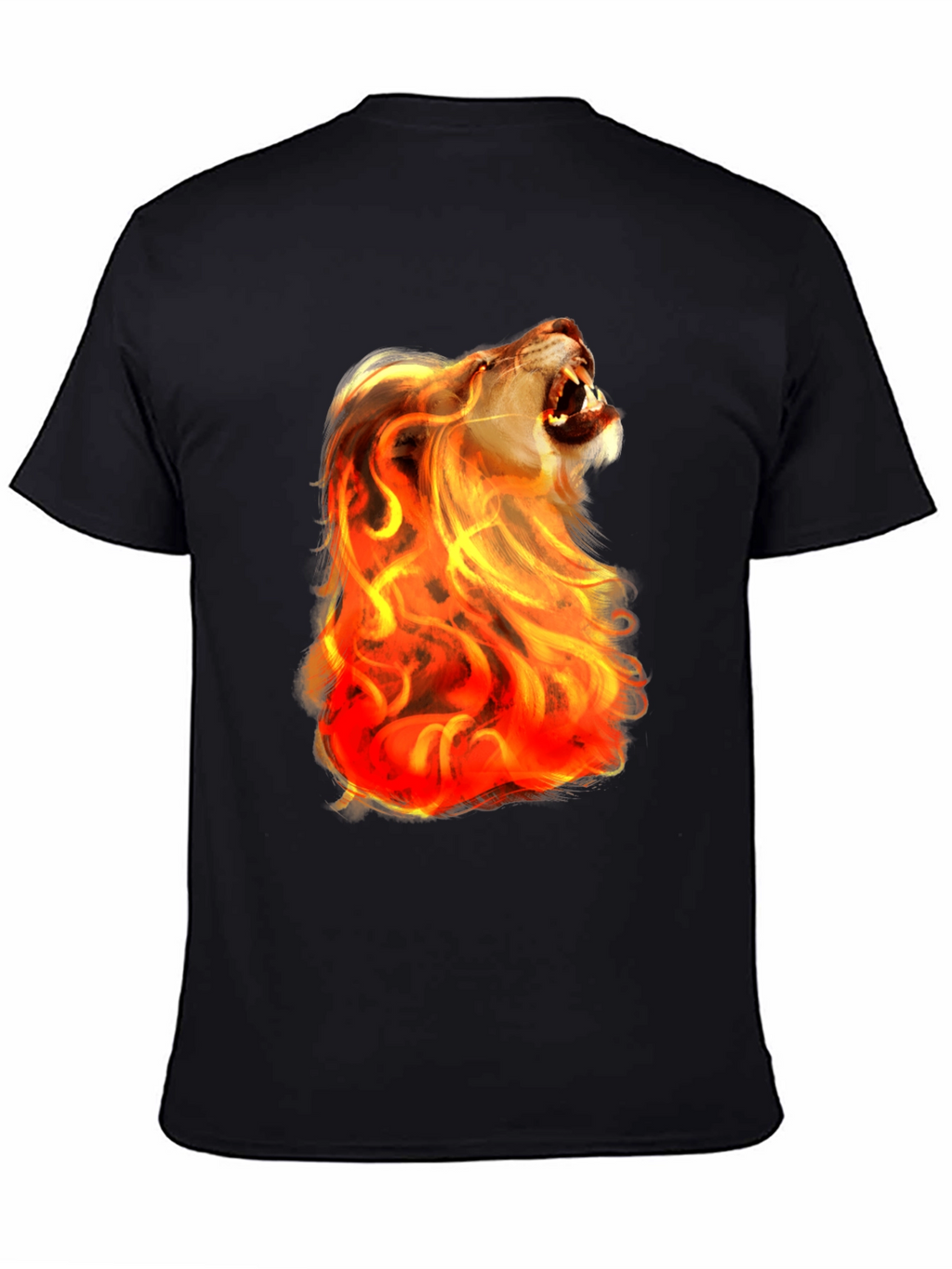 Fiery Lion Graphic Tee - Bold Black Shirt