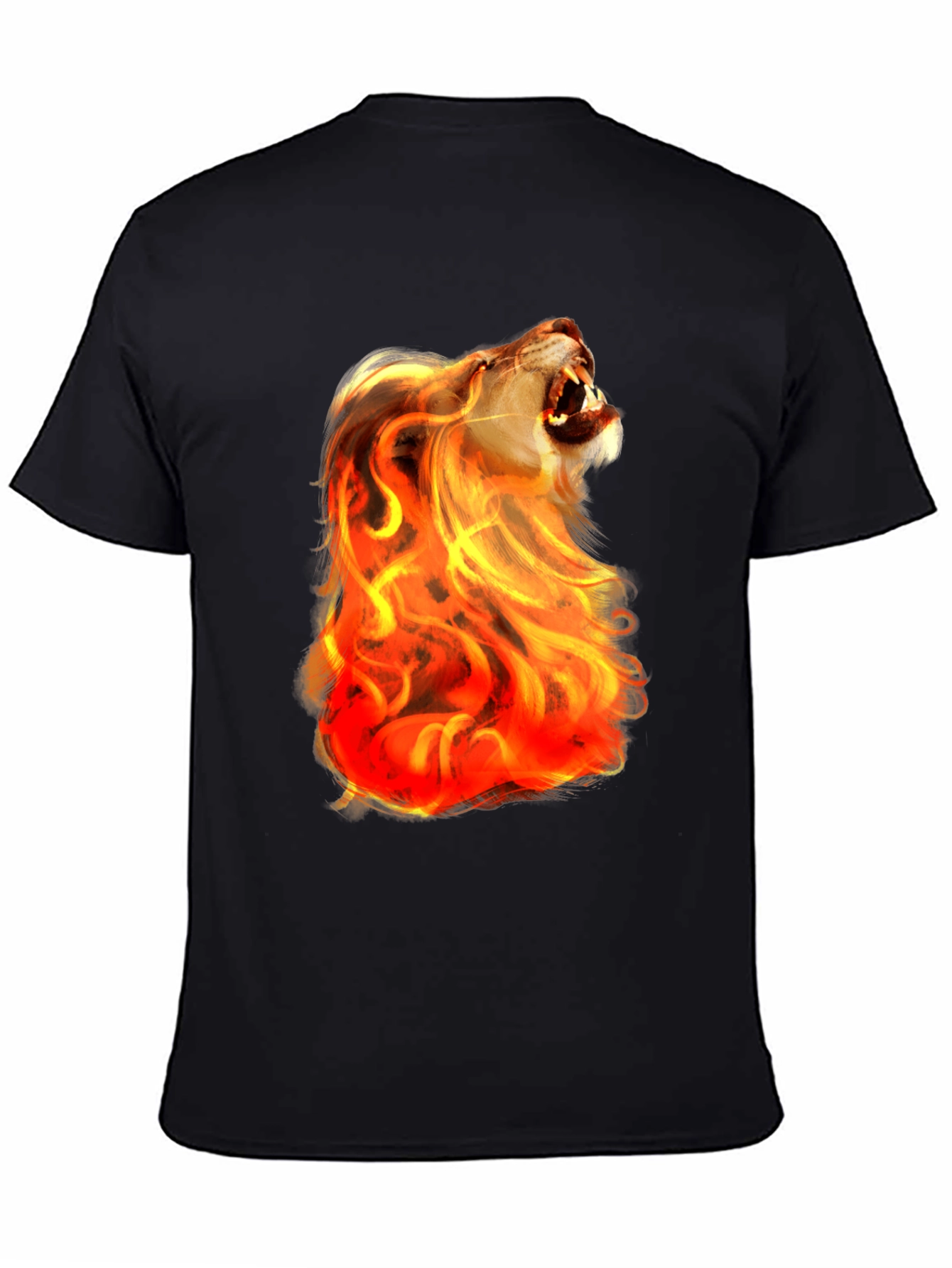 Fiery Lion Graphic Tee - Bold Black Shirt