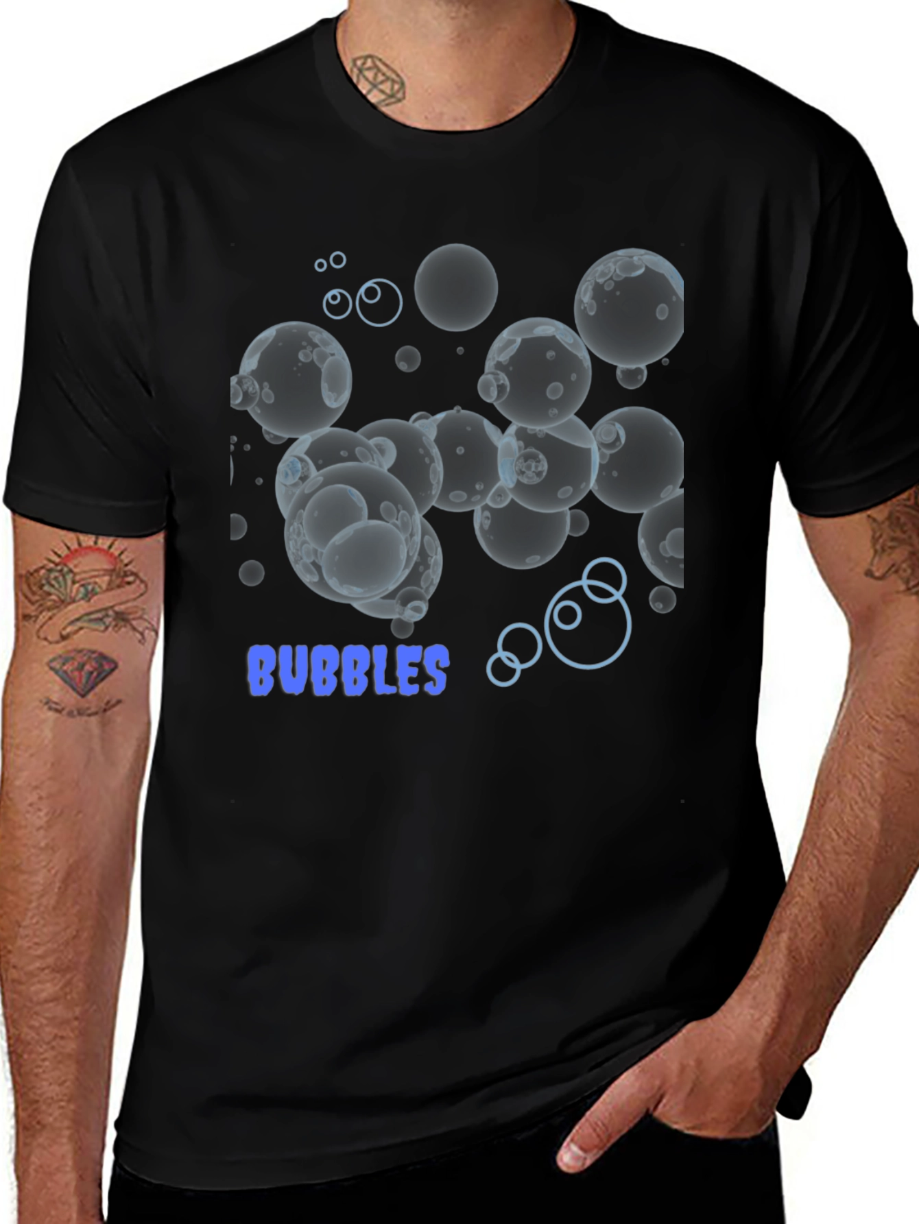 Bubbles Graphic Tee - Stylish Black Cotton T-Shirt