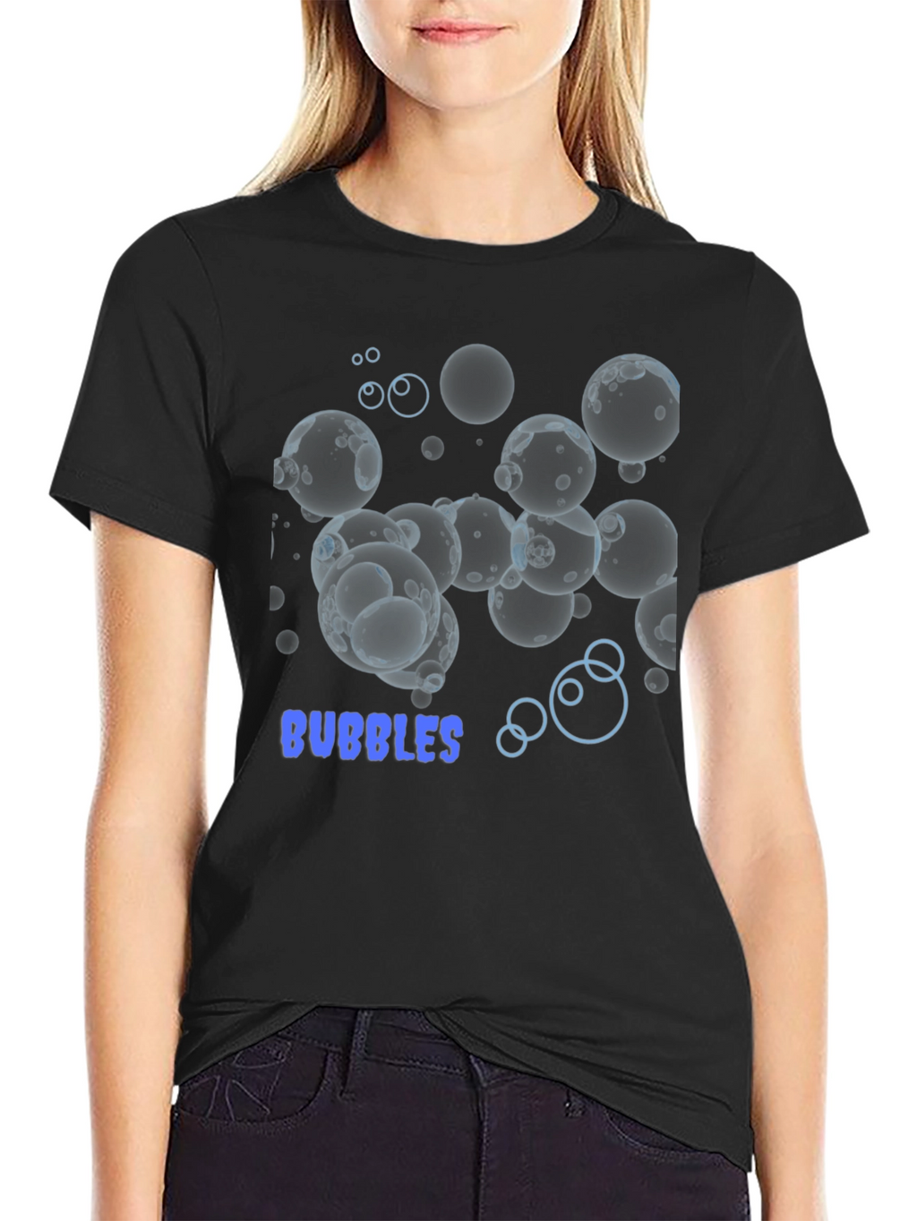 Bubbles Graphic Tee - Stylish Black Cotton T-Shirt