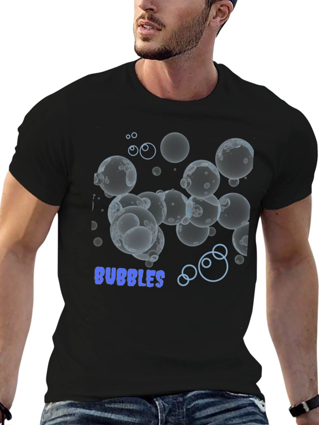 Bubbles Graphic Tee - Stylish Black Cotton T-Shirt