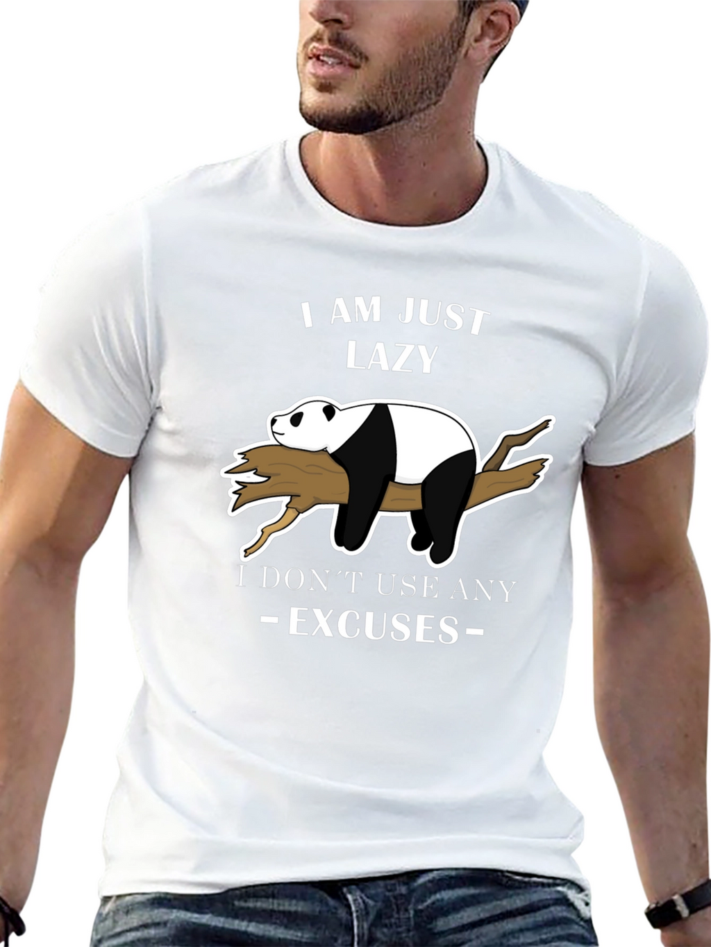 Lazy Panda T-Shirt - No Excuses Funny Graphic Tee