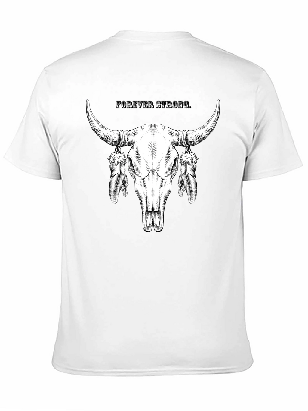 Forever Strong Bull Skull Feather Graphic Tee