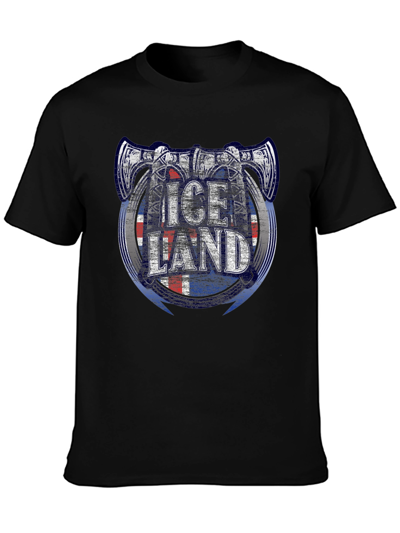 Iceland Viking Axe Flag Graphic T-Shirt