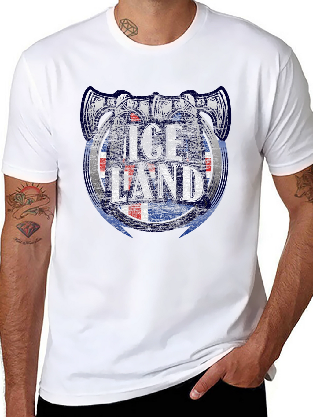 Iceland Viking Axe Flag Graphic T-Shirt