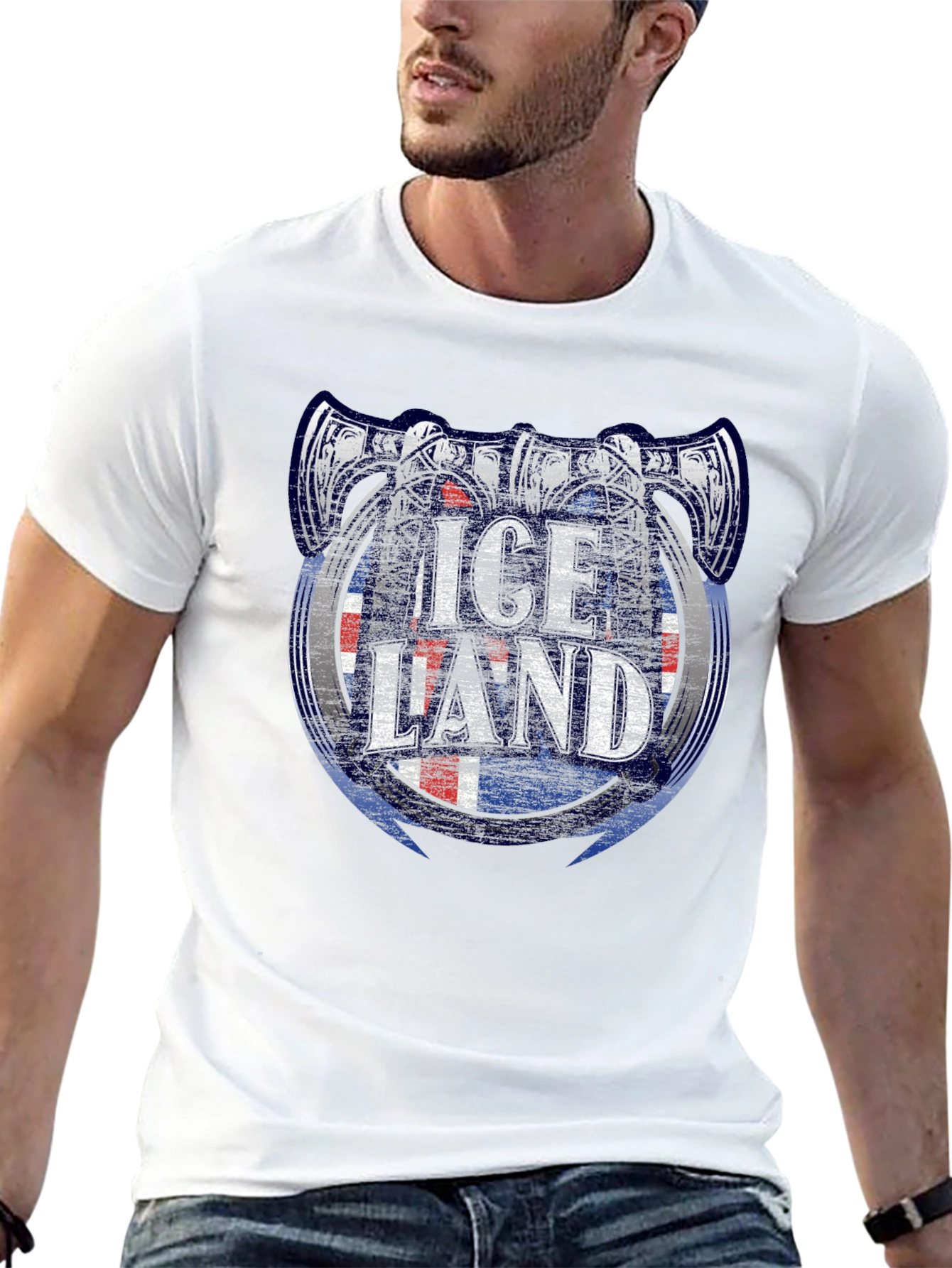 Iceland Viking Axe Flag Graphic T-Shirt