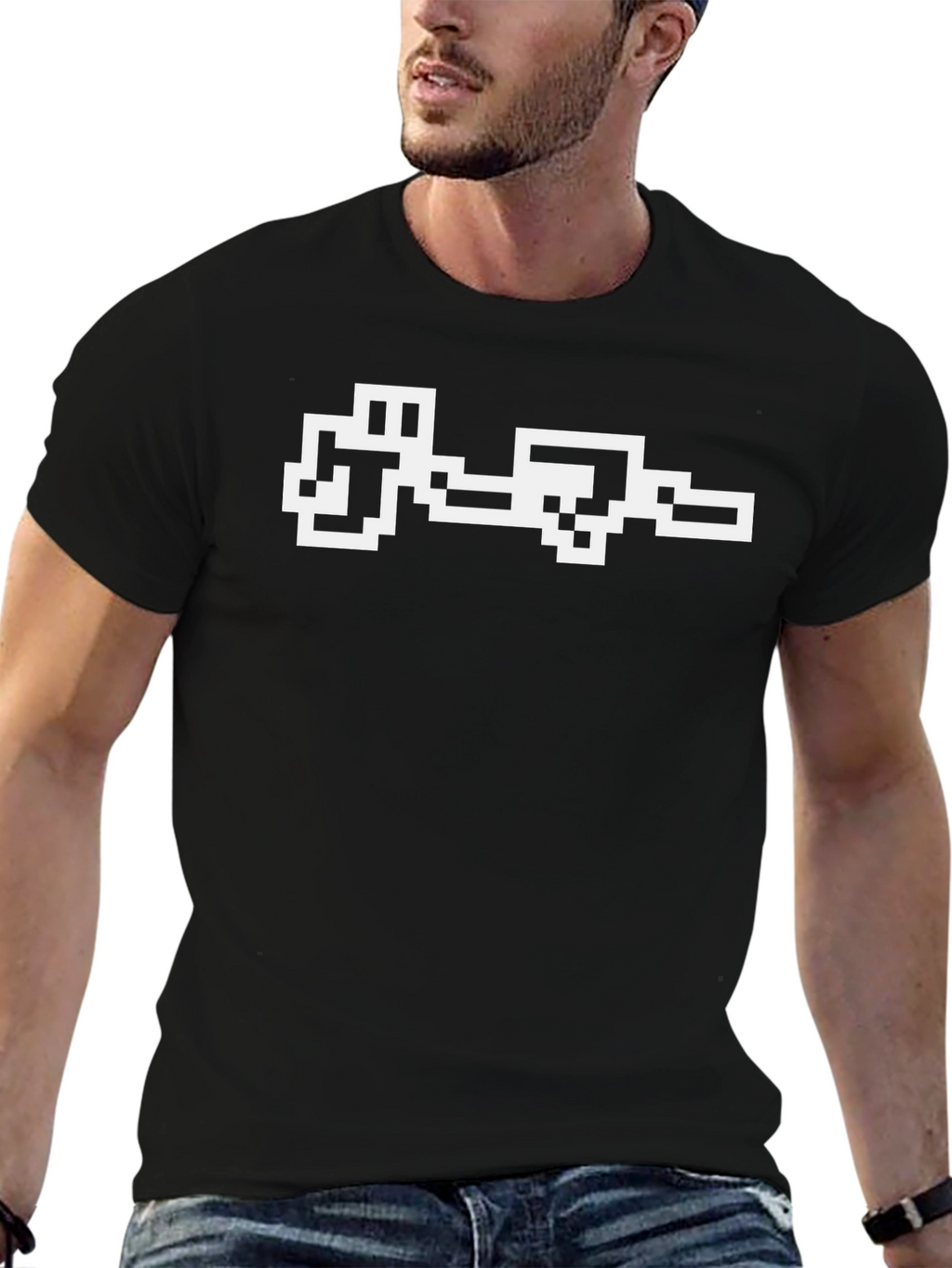Retro Pixel Art Black T-Shirt