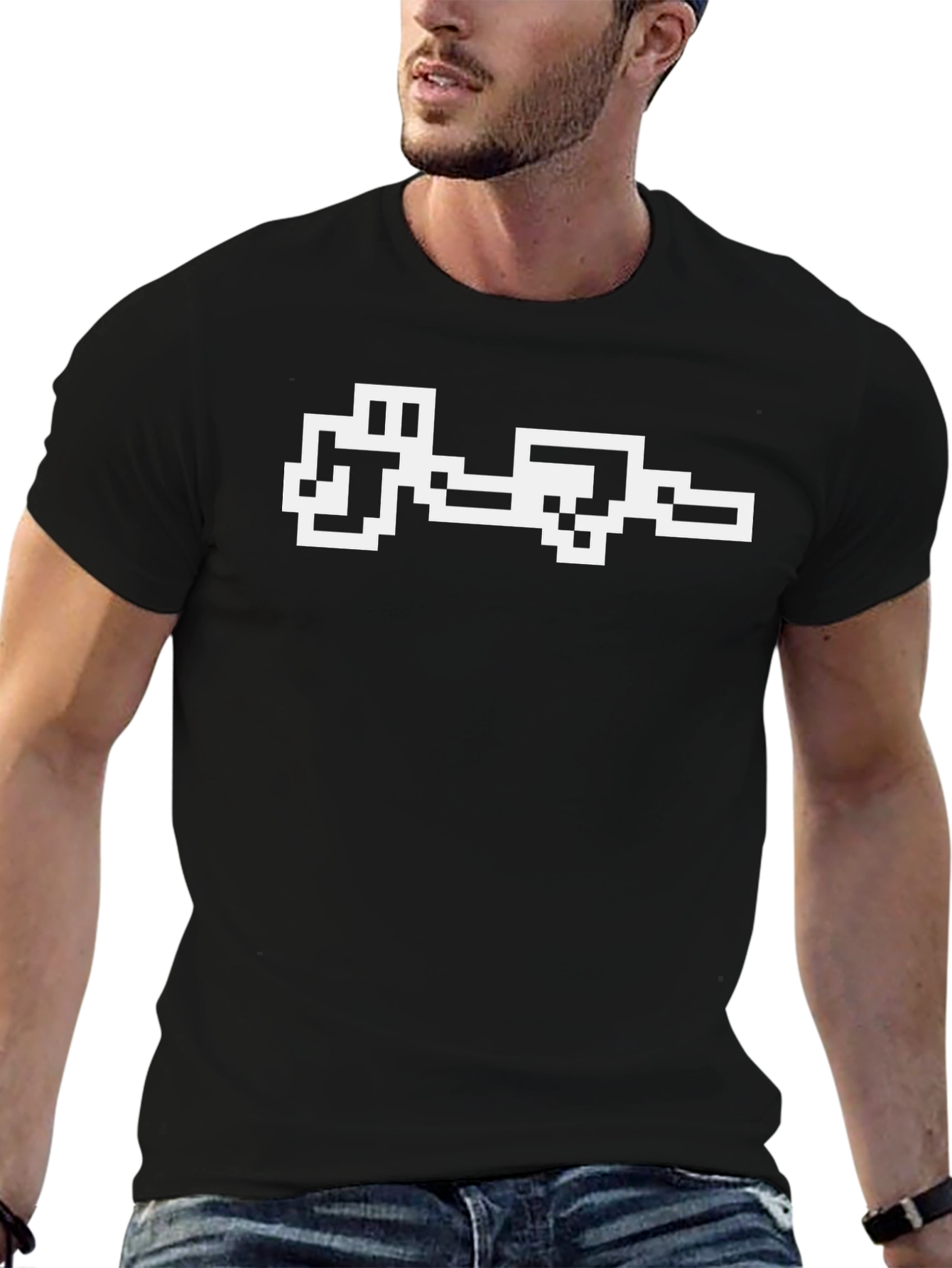 Retro Pixel Art Black T-Shirt