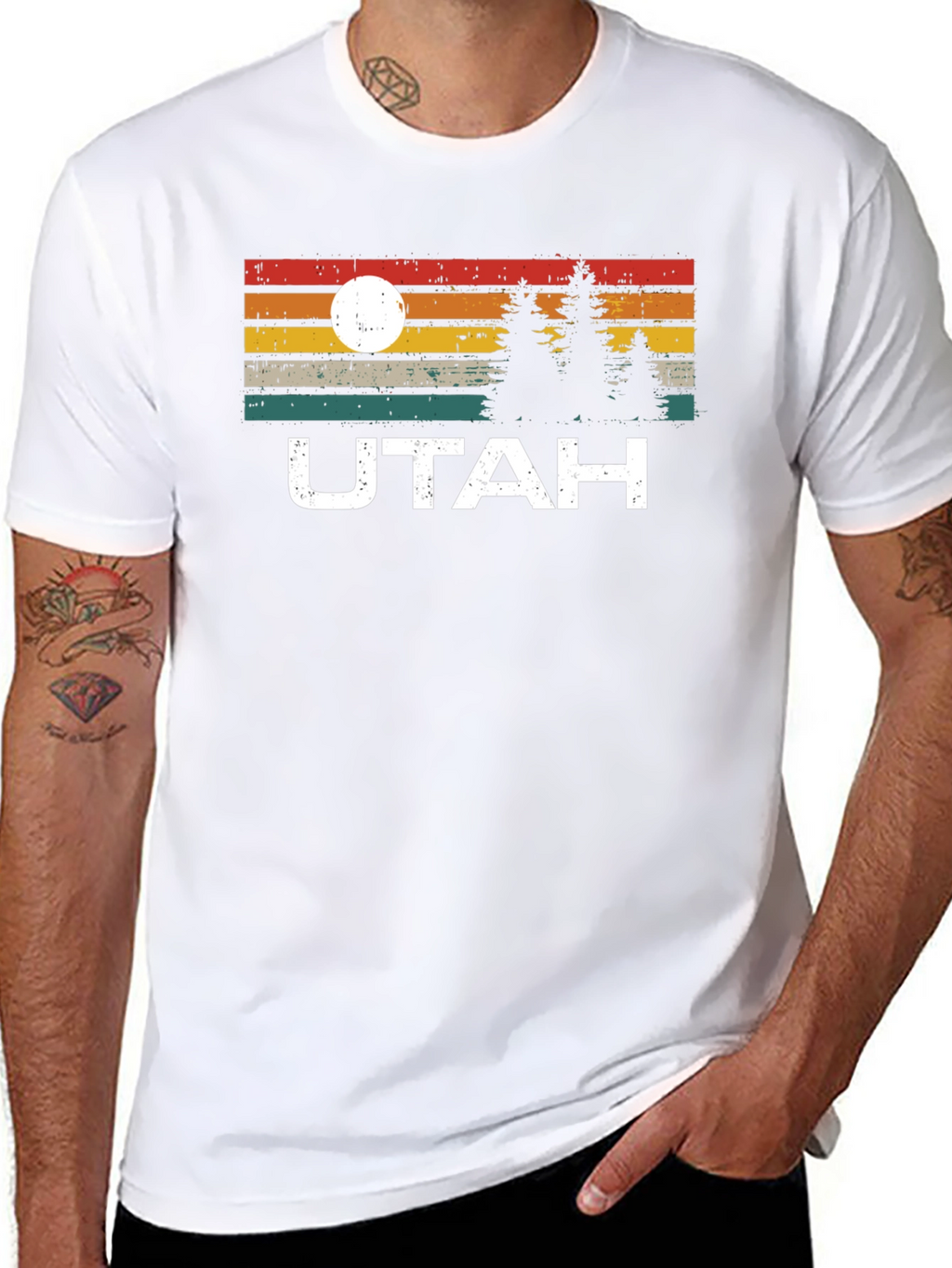 Retro Utah Graphic Tee - Mountain & Sunrise Design