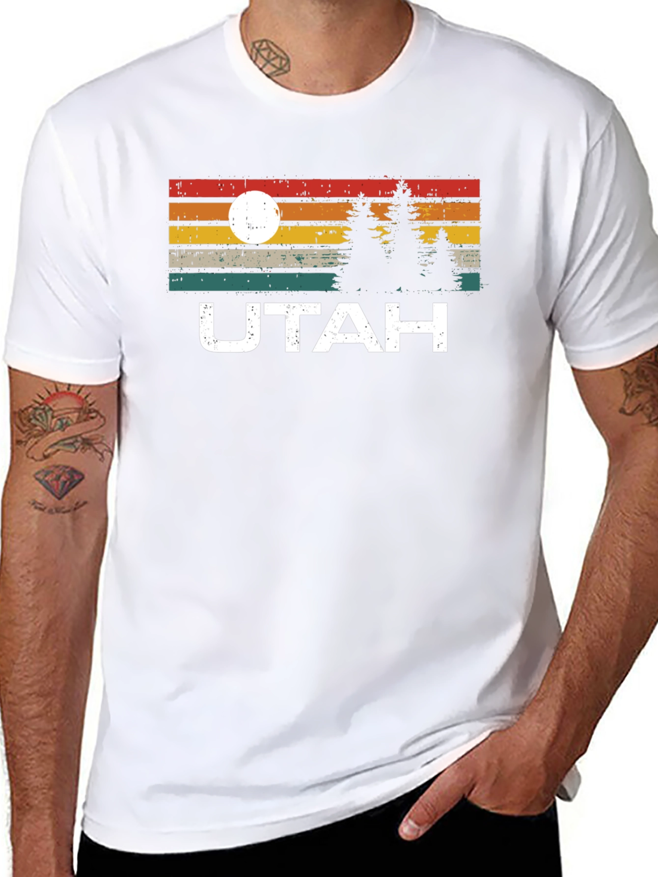 Retro Utah Graphic Tee - Mountain & Sunrise Design