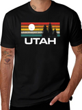 Retro Utah Graphic Tee - Mountain & Sunrise Design