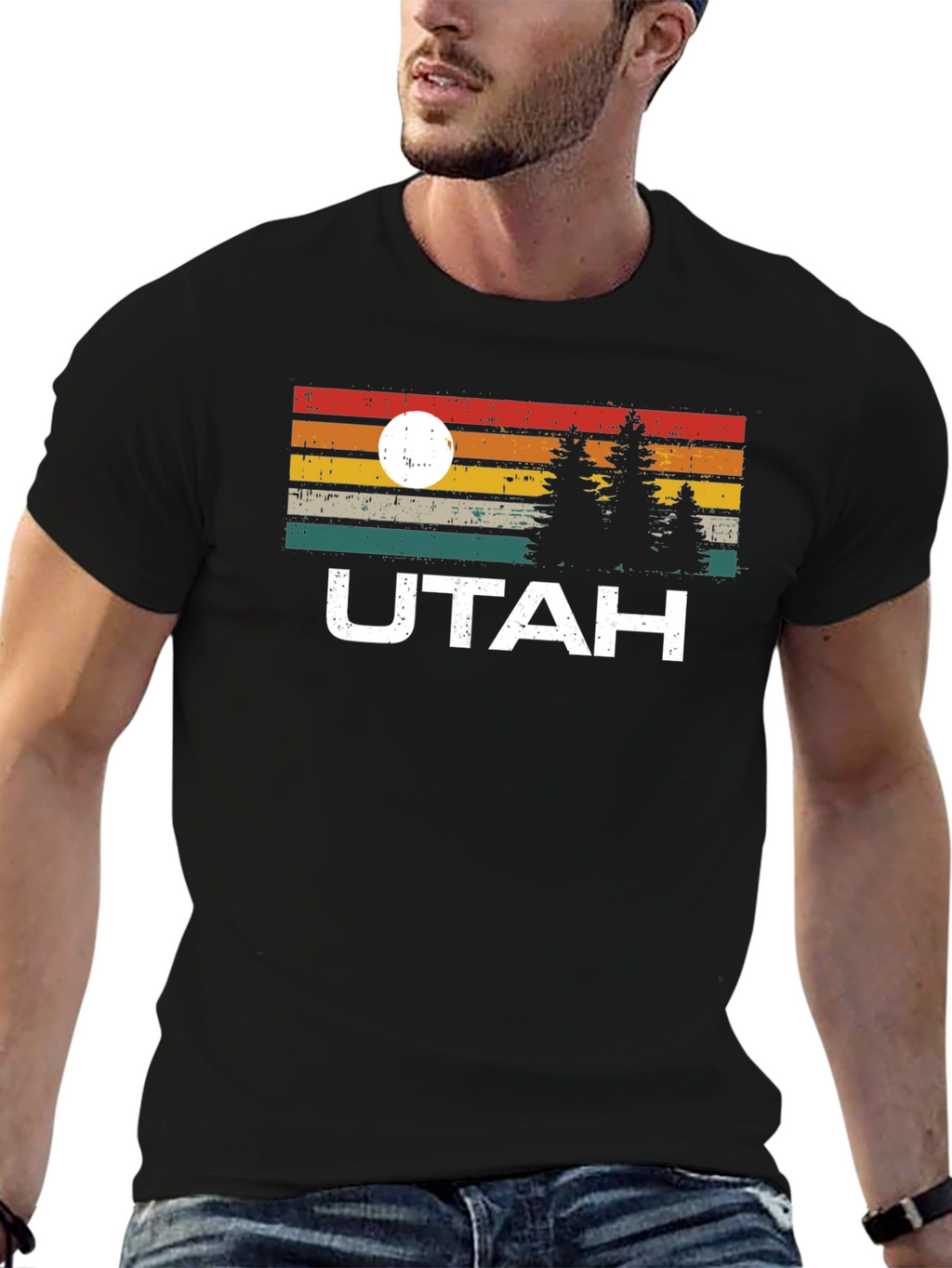 Retro Utah Graphic Tee - Mountain & Sunrise Design