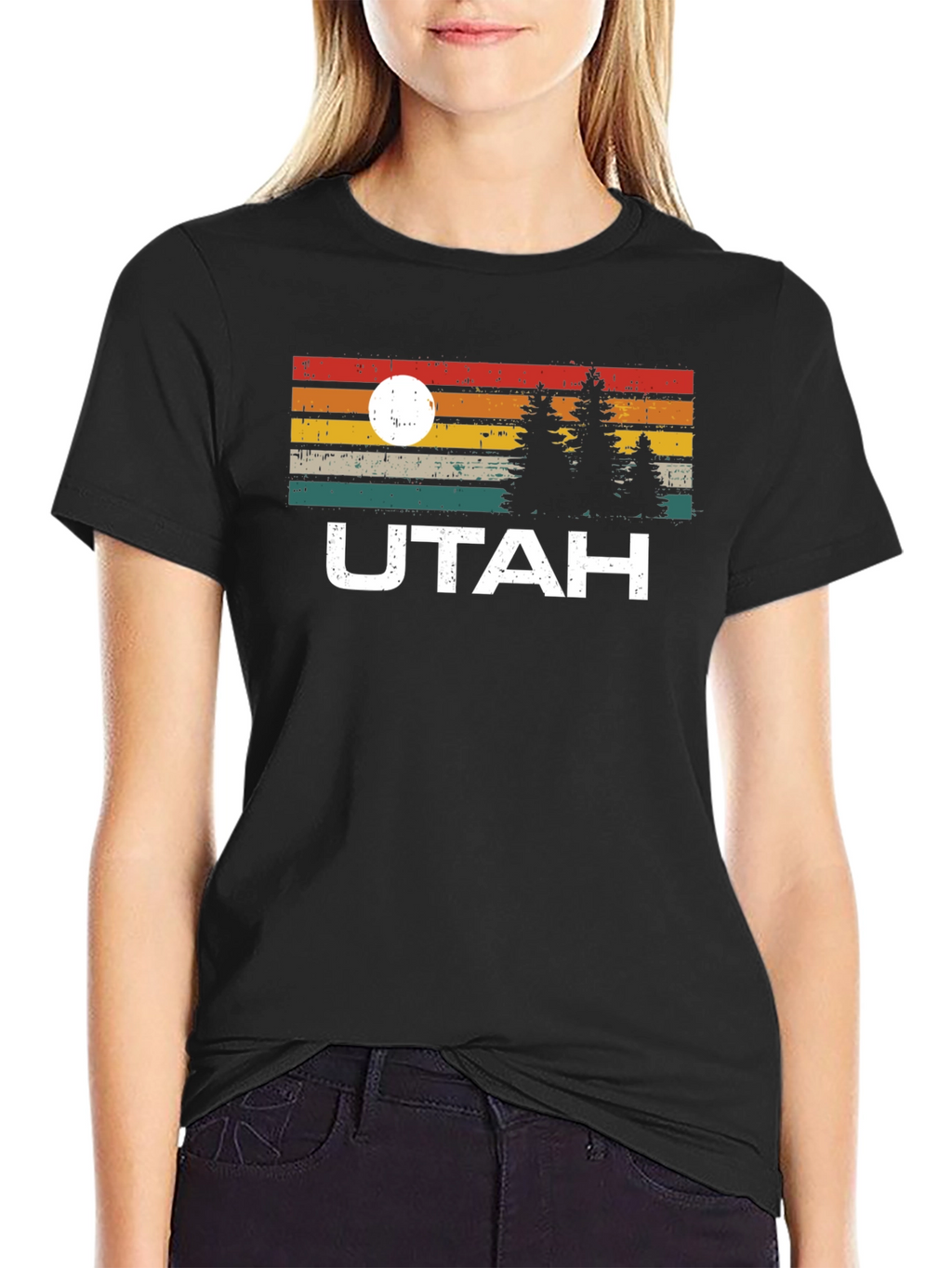 Retro Utah Graphic Tee - Mountain & Sunrise Design