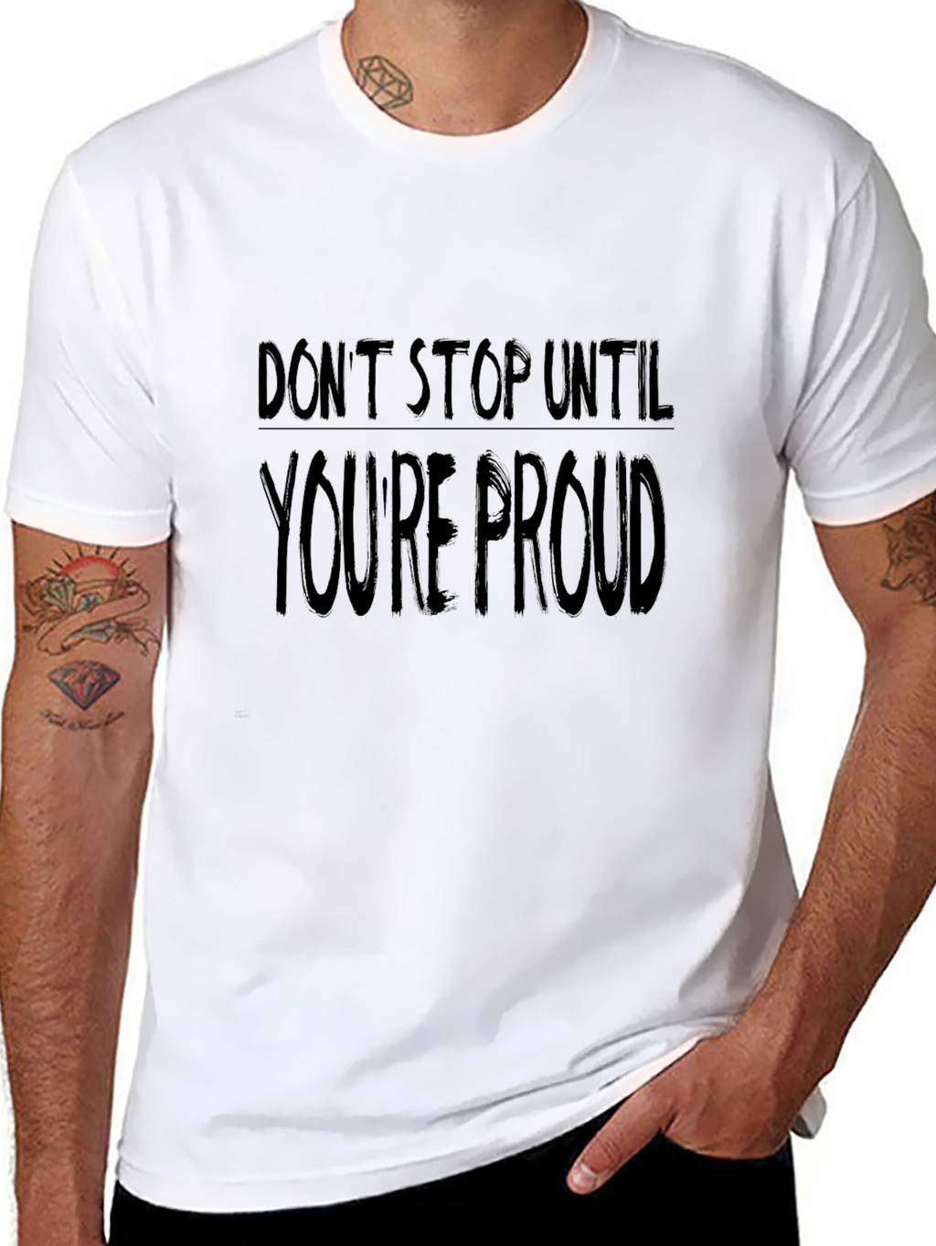 Motivational Dont Stop Graphic Tee - Black
