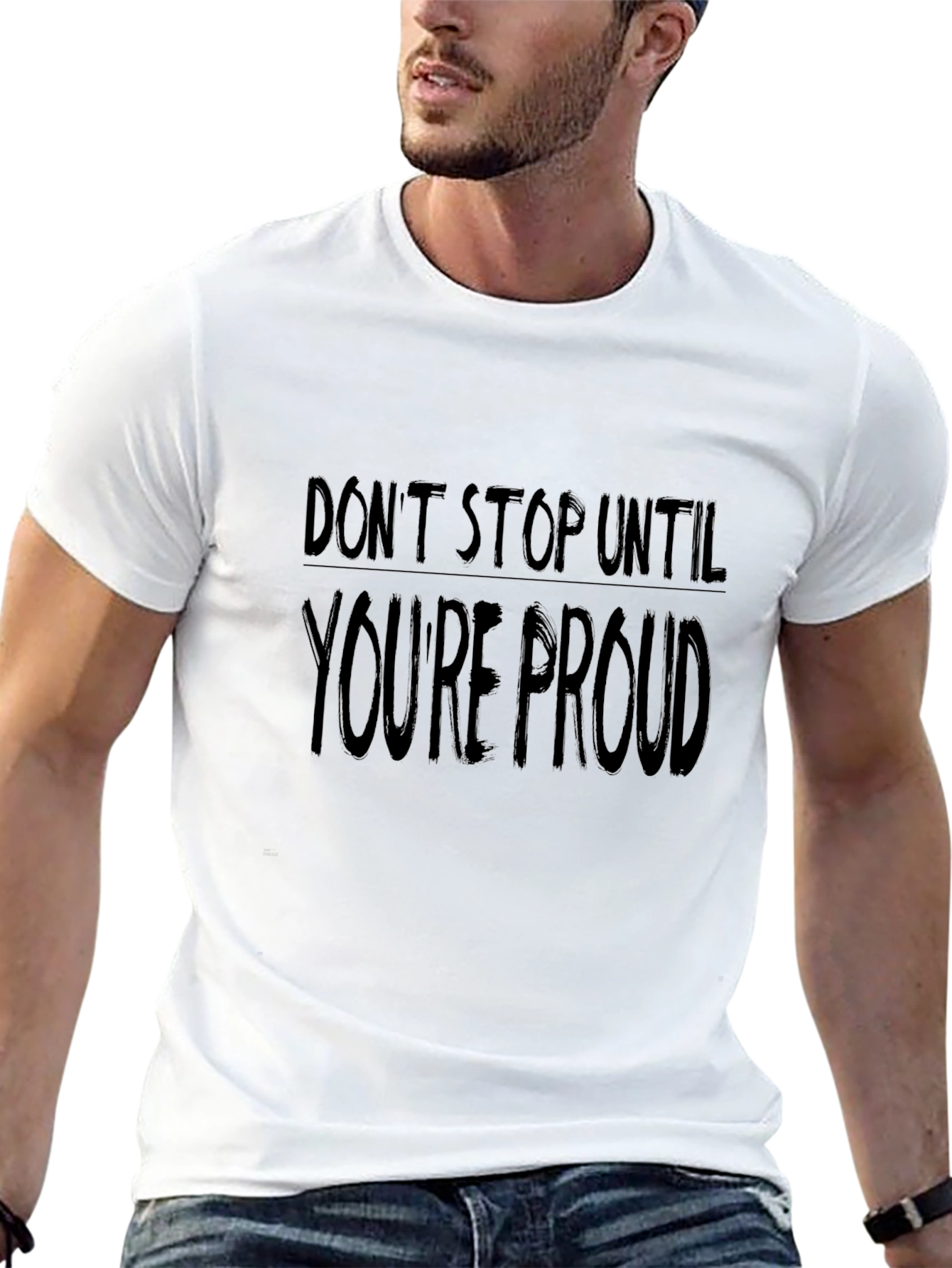 Motivational Dont Stop Graphic Tee - Black