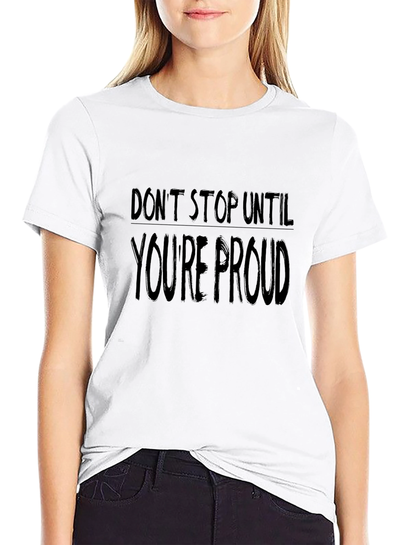 Motivational Dont Stop Graphic Tee - Black