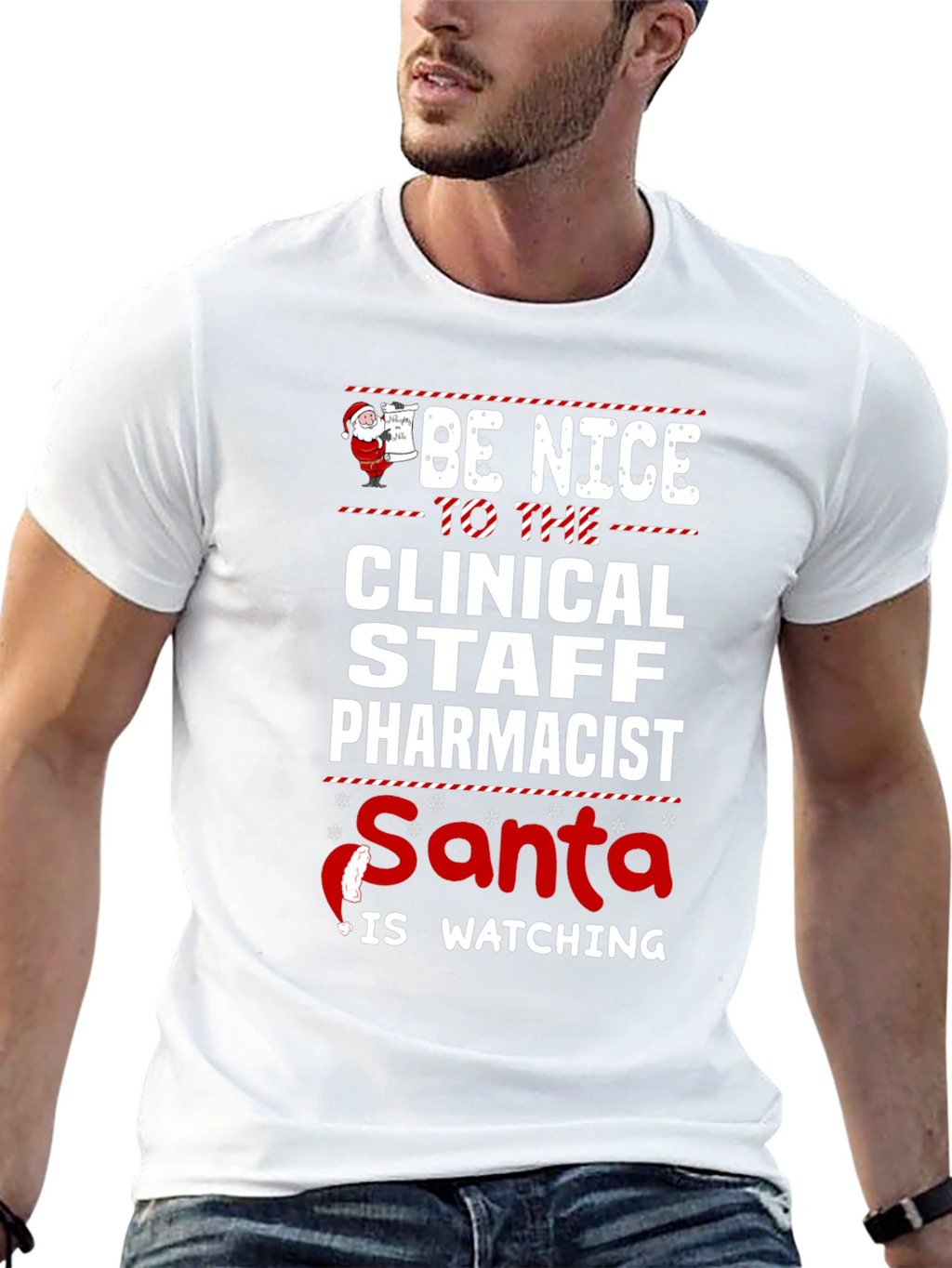 Clinical Staff Pharmacist Santa Watching T-Shirt