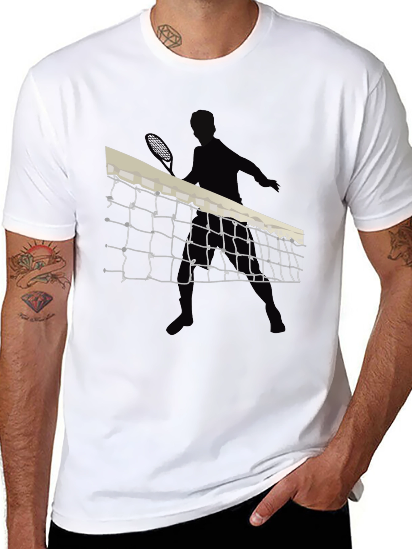 Tennis Player Graphic Black Tee