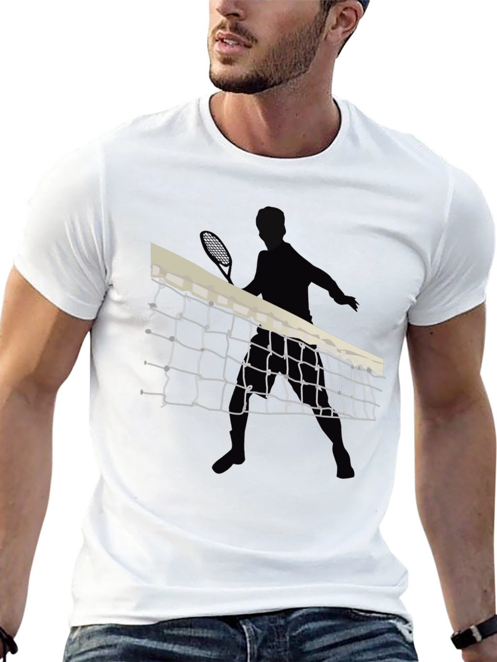 Tennis Player Graphic Black Tee