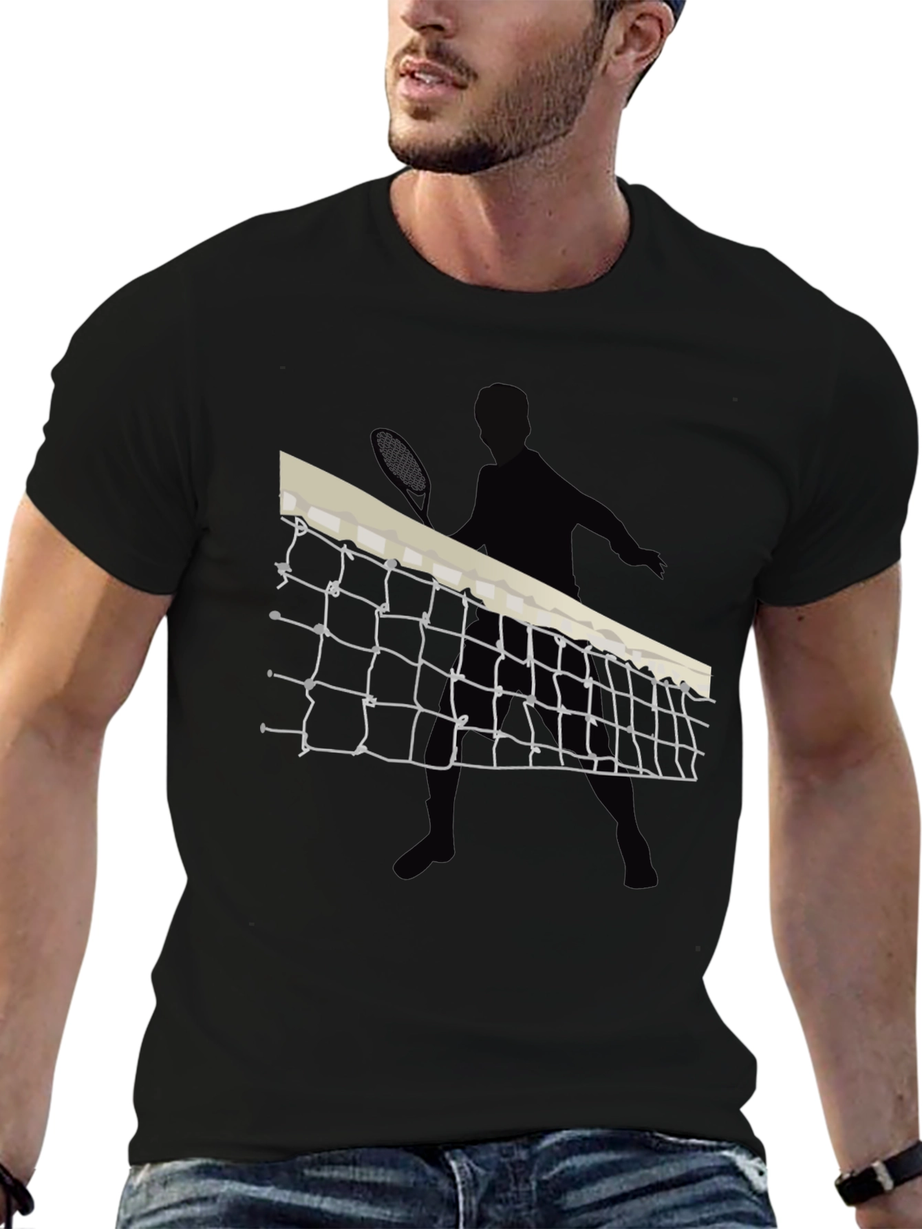 Tennis Player Graphic Black Tee