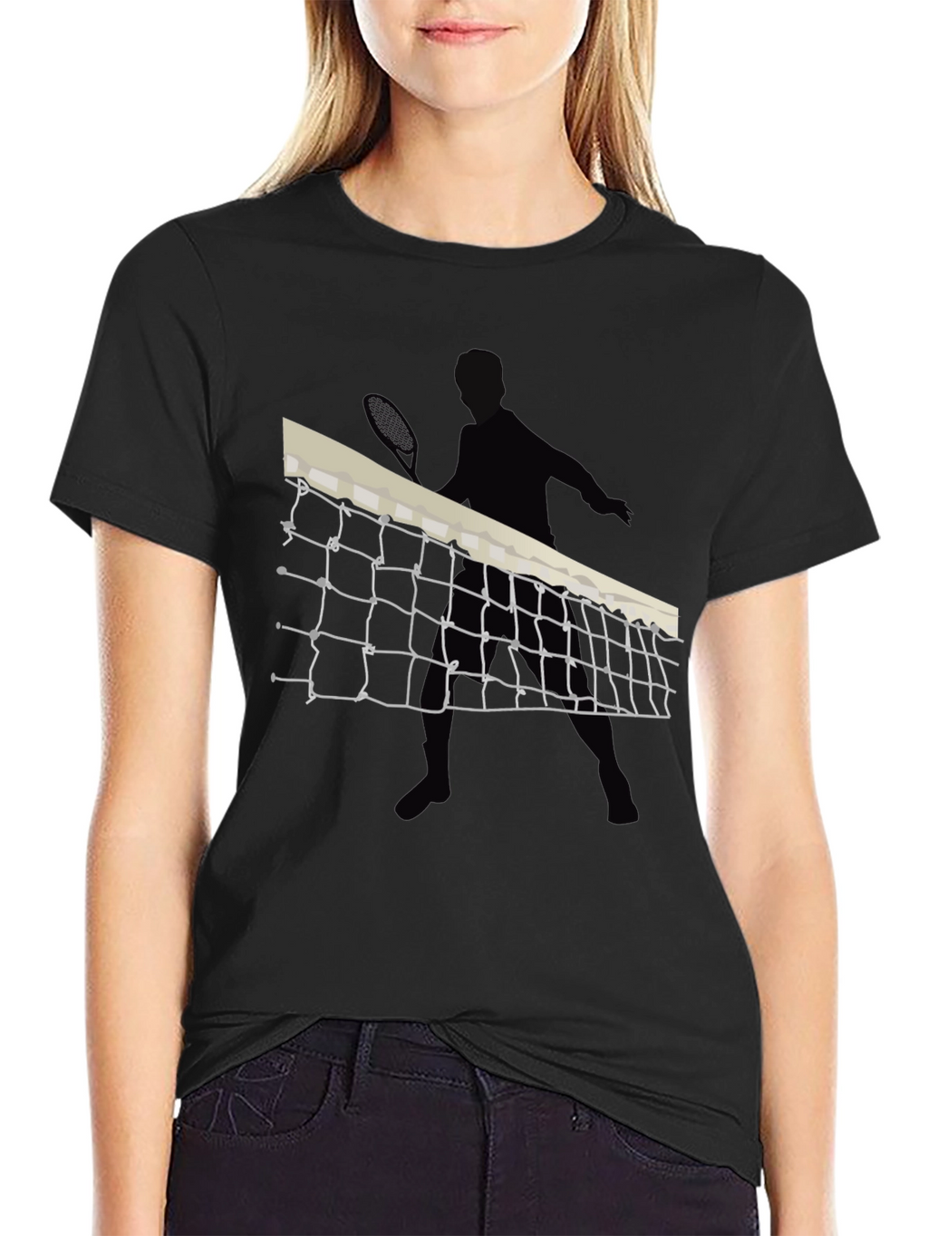 Tennis Player Graphic Black Tee
