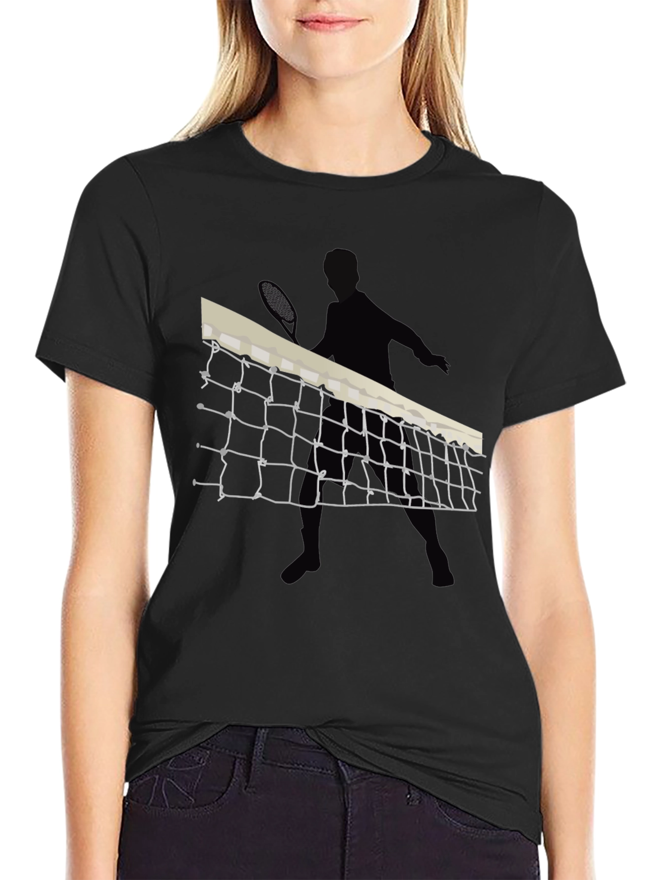 Tennis Player Graphic Black Tee