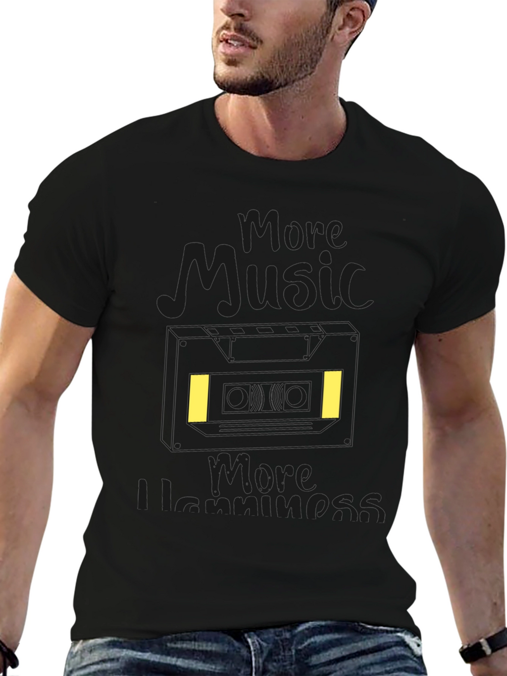 More Music More Happiness Black T-Shirt