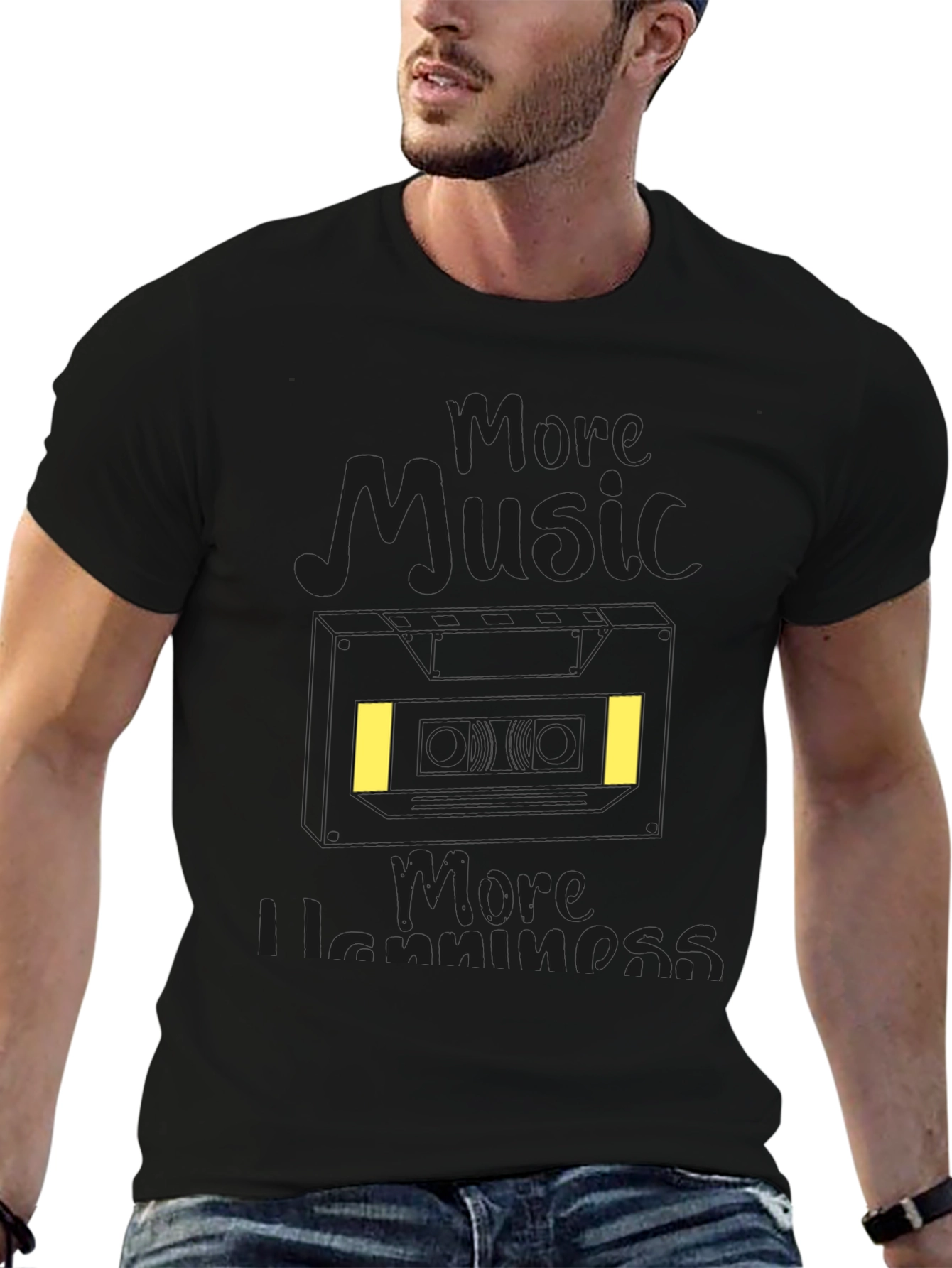 More Music More Happiness Black T-Shirt