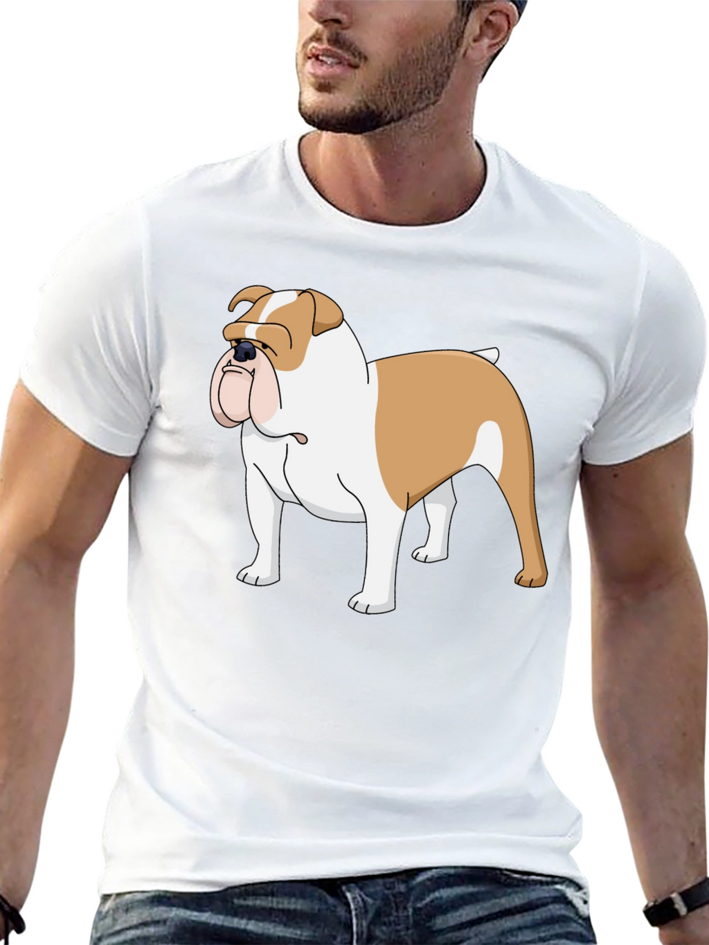 Bulldog Graphic Tee - Mens Black Cotton T-Shirt