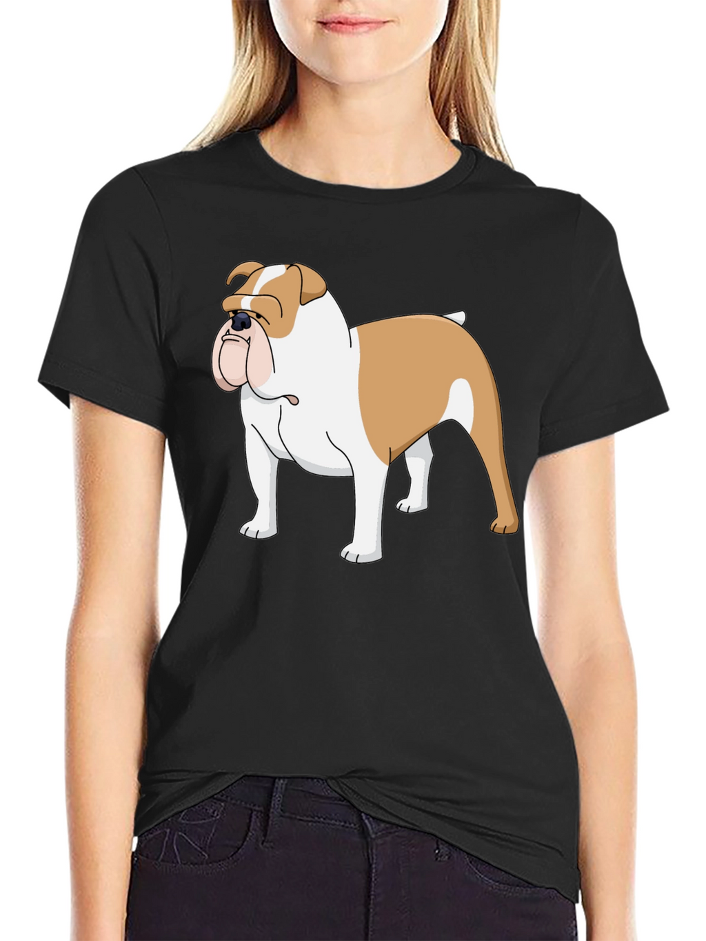 Bulldog Graphic Tee - Mens Black Cotton T-Shirt