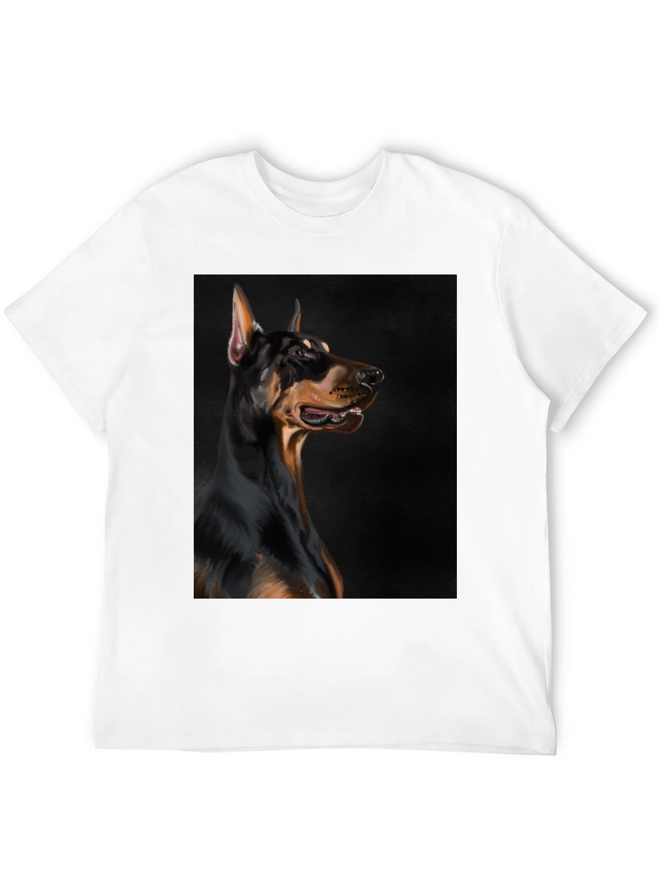 Doberman Dog Graphic Print Black T-Shirt