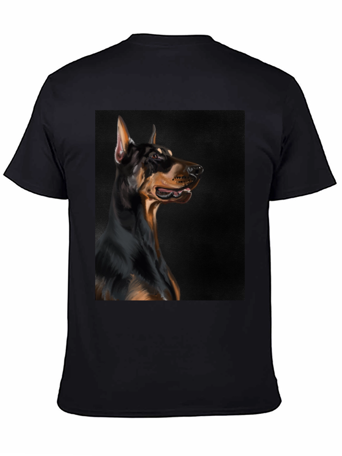 Doberman Dog Graphic Print Black T-Shirt