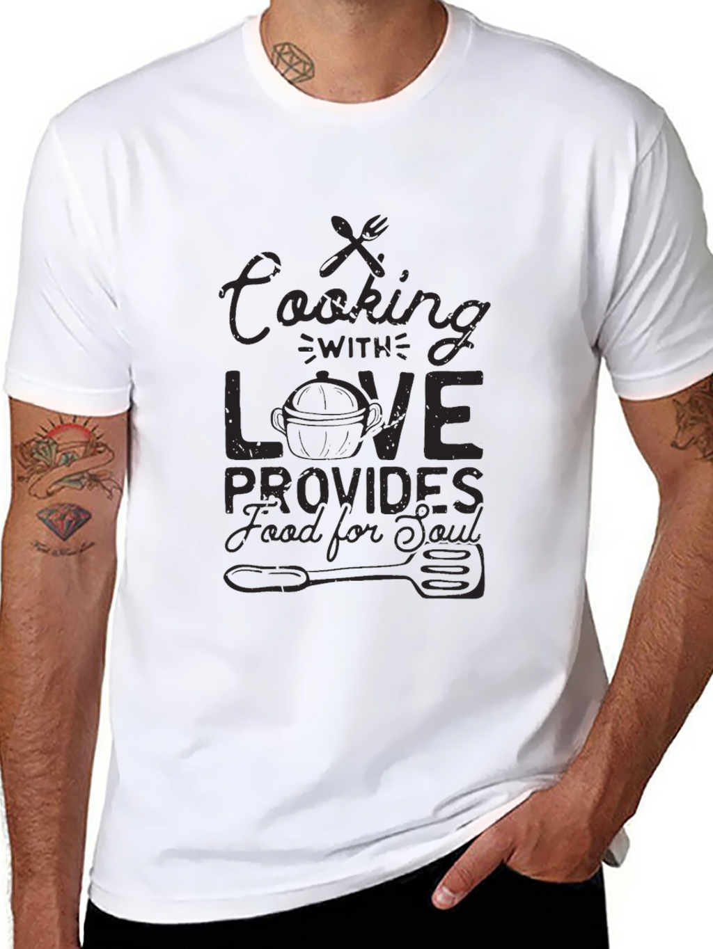 Cooking with Love Black Graphic T-Shirt