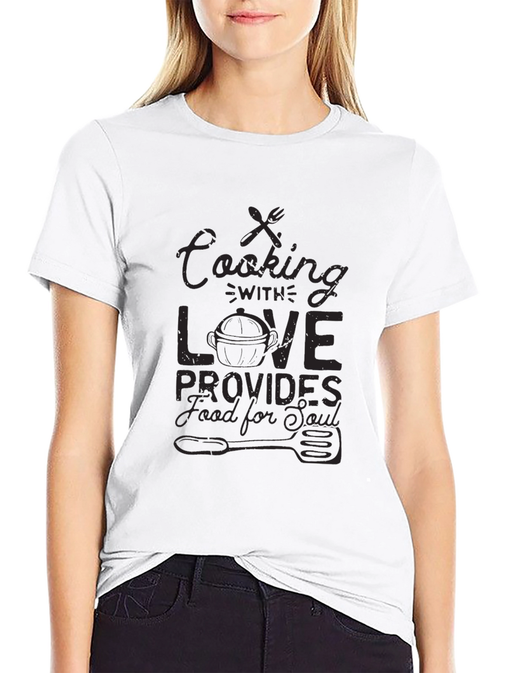 Cooking with Love Black Graphic T-Shirt