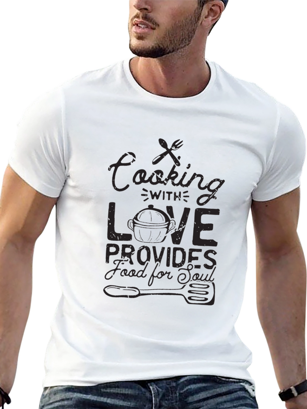 Cooking with Love Black Graphic T-Shirt