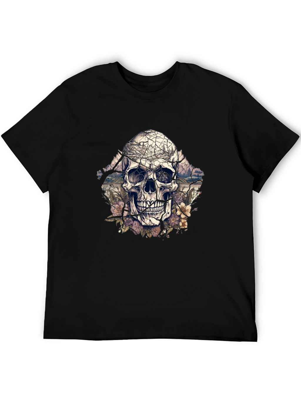 Floral Skull Graphic Tee - Unique Design