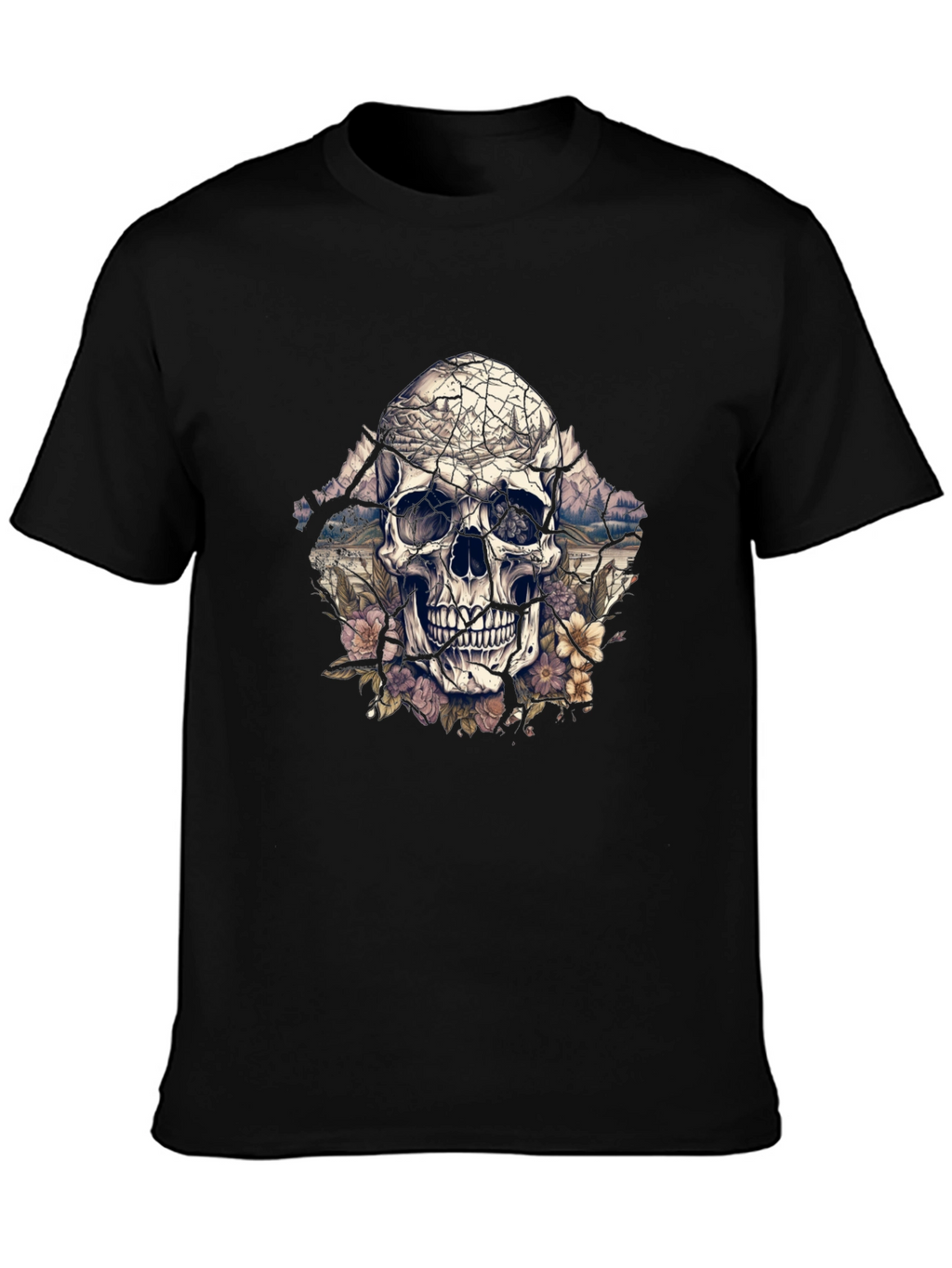 Floral Skull Graphic Tee - Unique Design