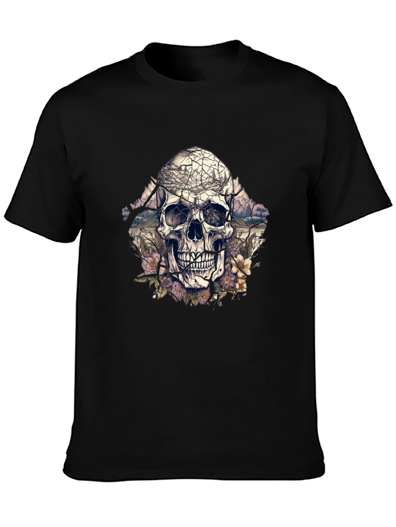 Floral Skull Graphic Tee - Unique Design