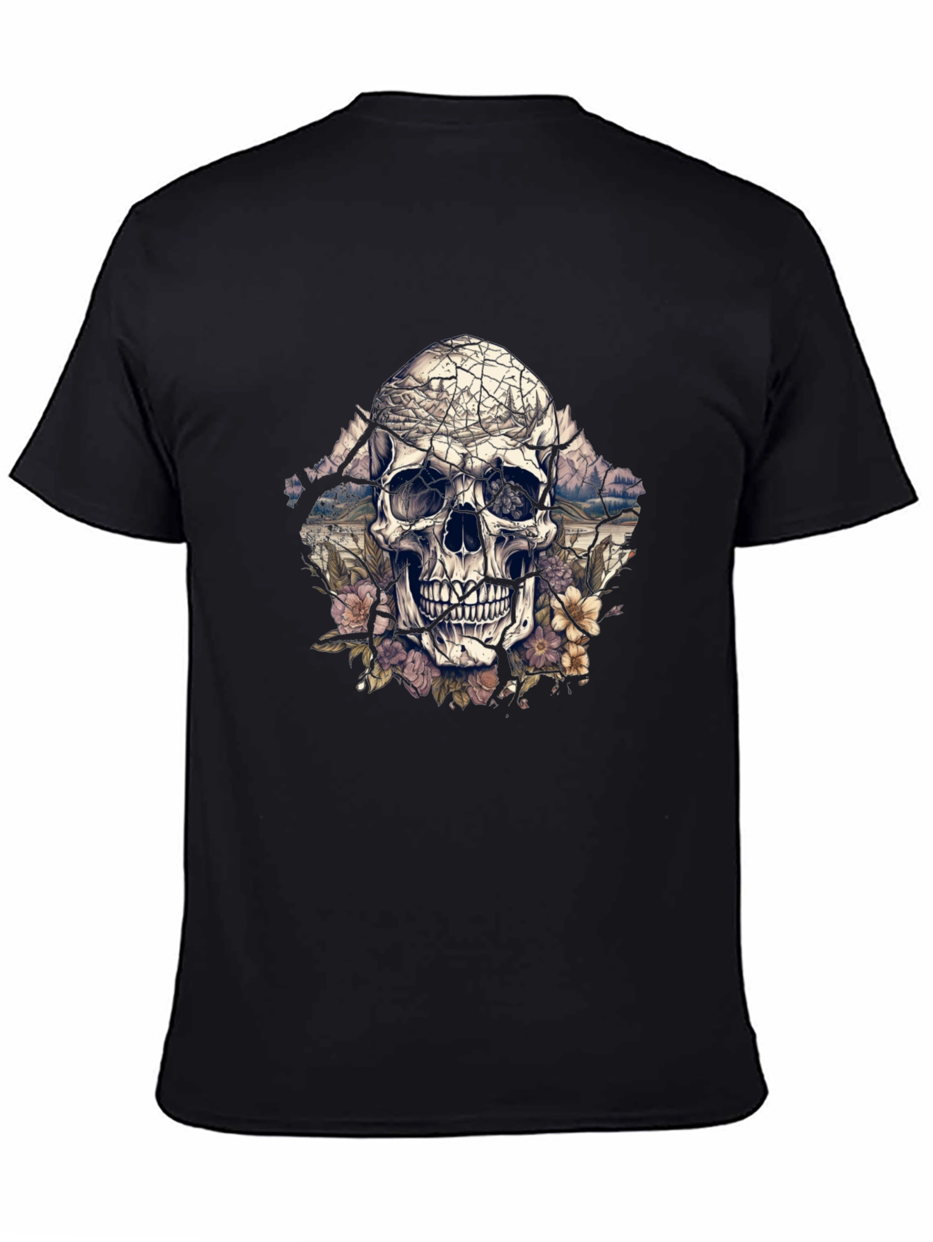 Floral Skull Graphic Tee - Unique Design