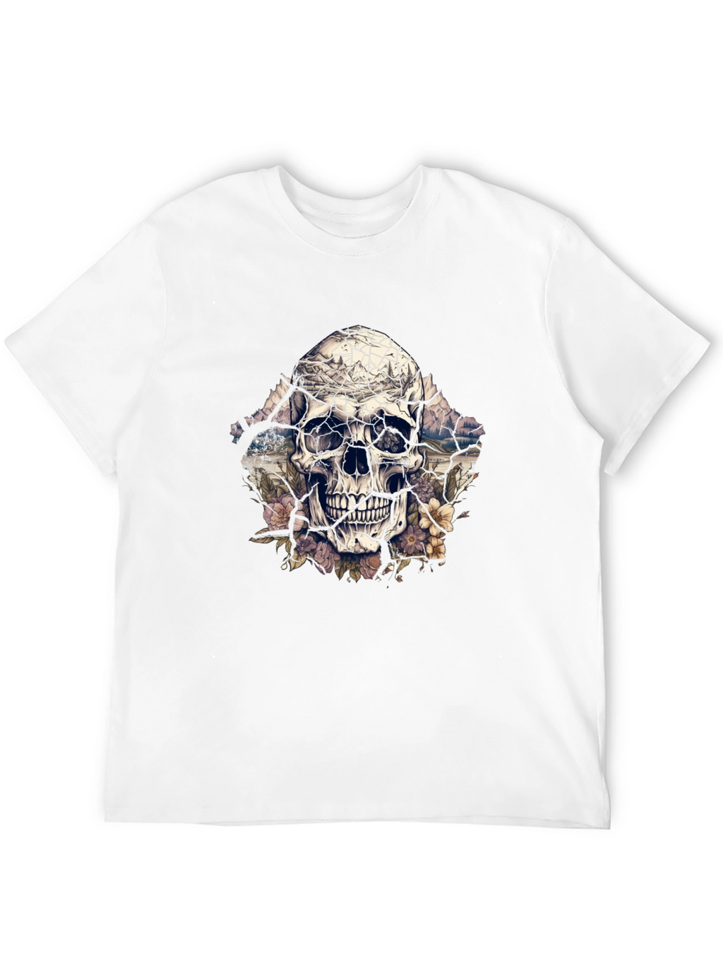 Floral Skull Graphic Tee - Unique Design