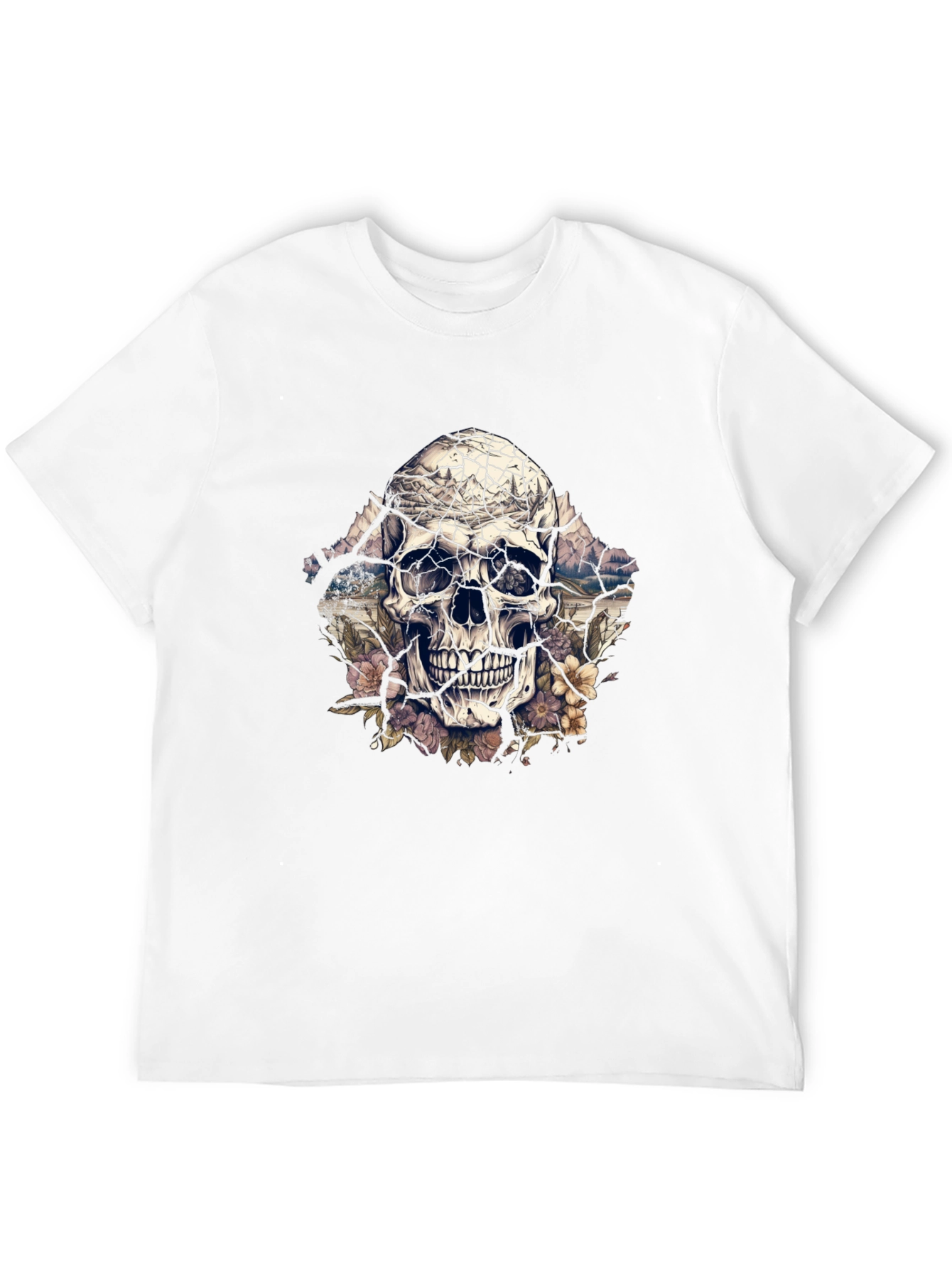 Floral Skull Graphic Tee - Unique Design