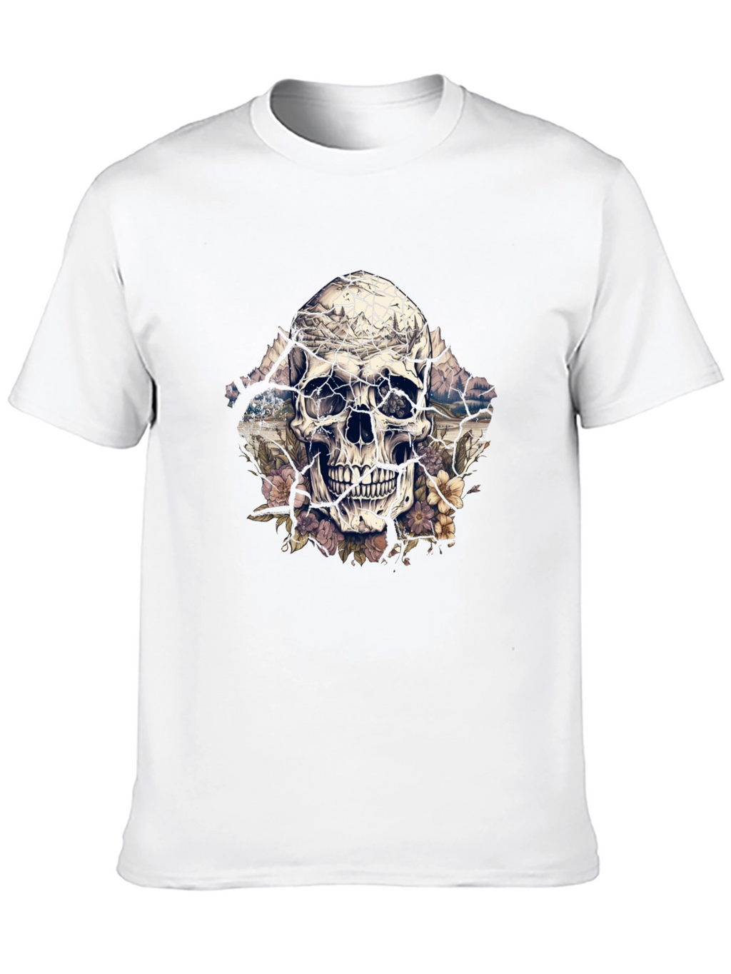 Floral Skull Graphic Tee - Unique Design