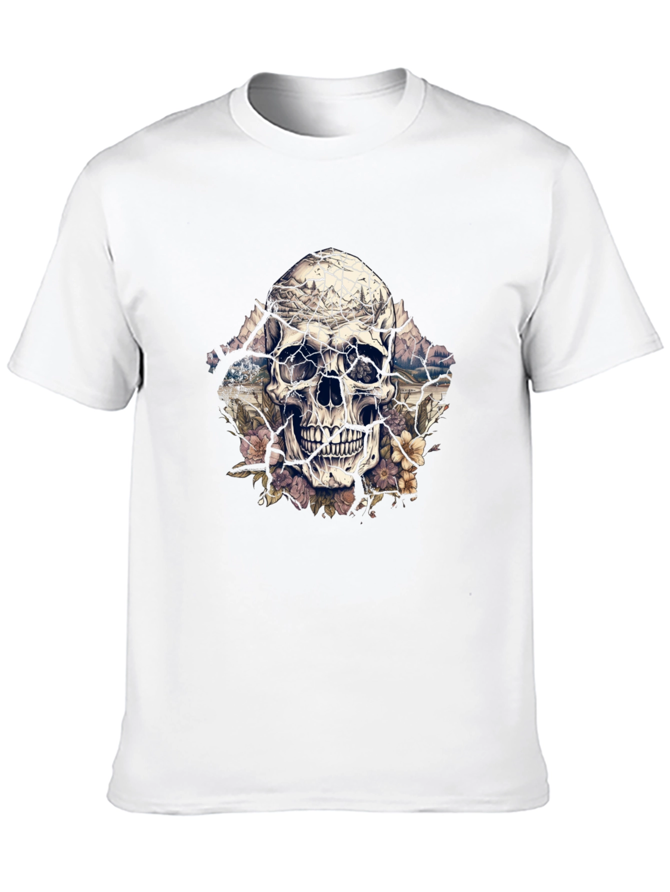 Floral Skull Graphic Tee - Unique Design